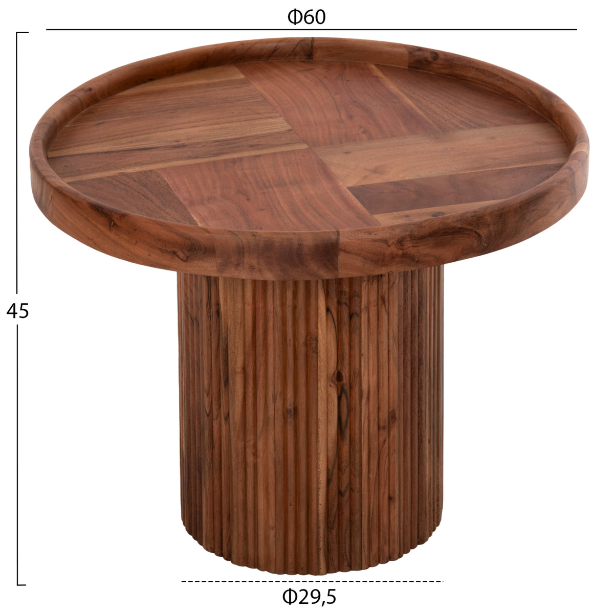 Кръгла маса за кафе Rajjeh масив акация дърво в натурален цвят Φ60x45Hсм.