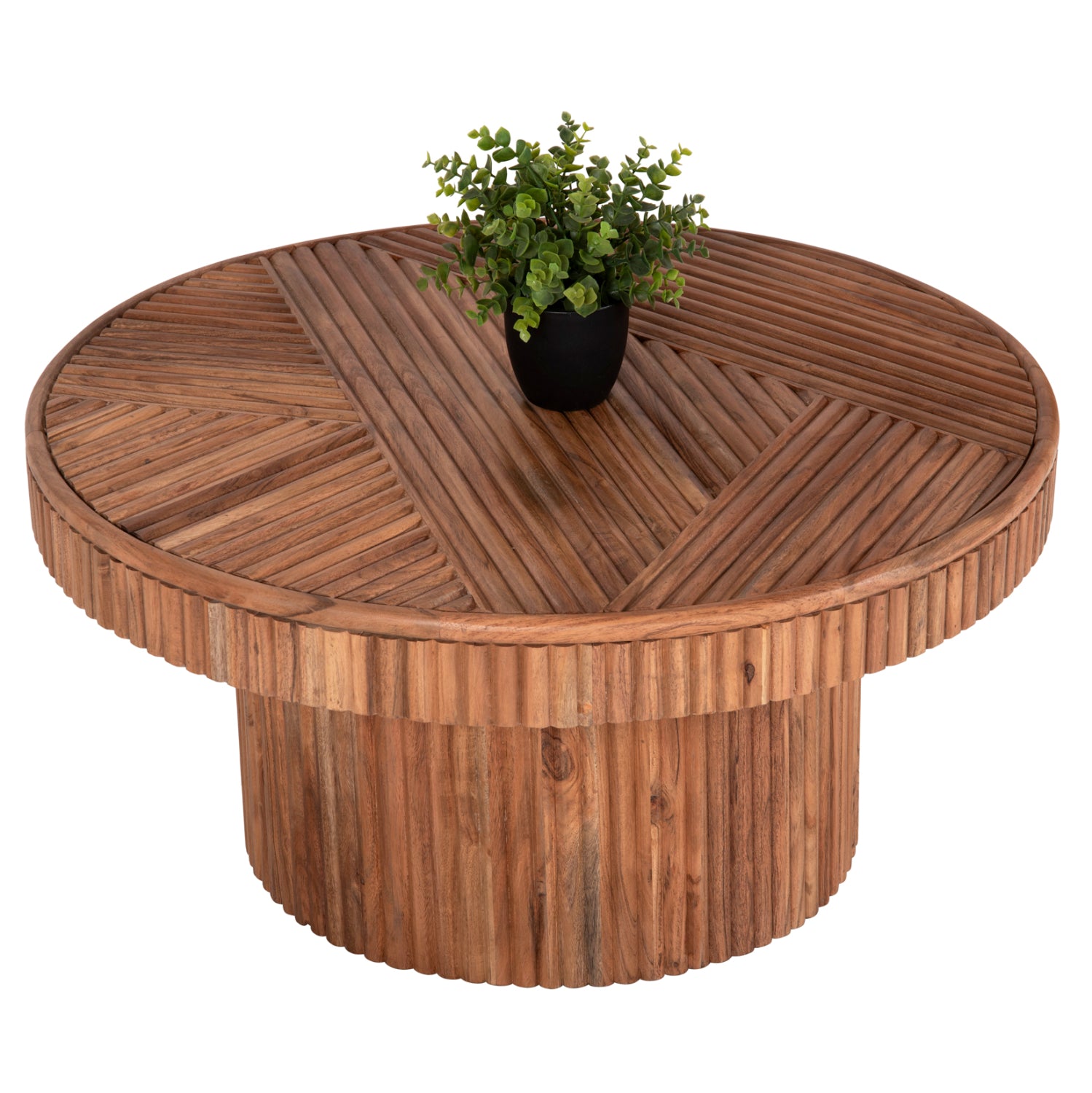 Кръгла холна маса RANNE масив акация в натурален цвят Φ80x38Hсм.