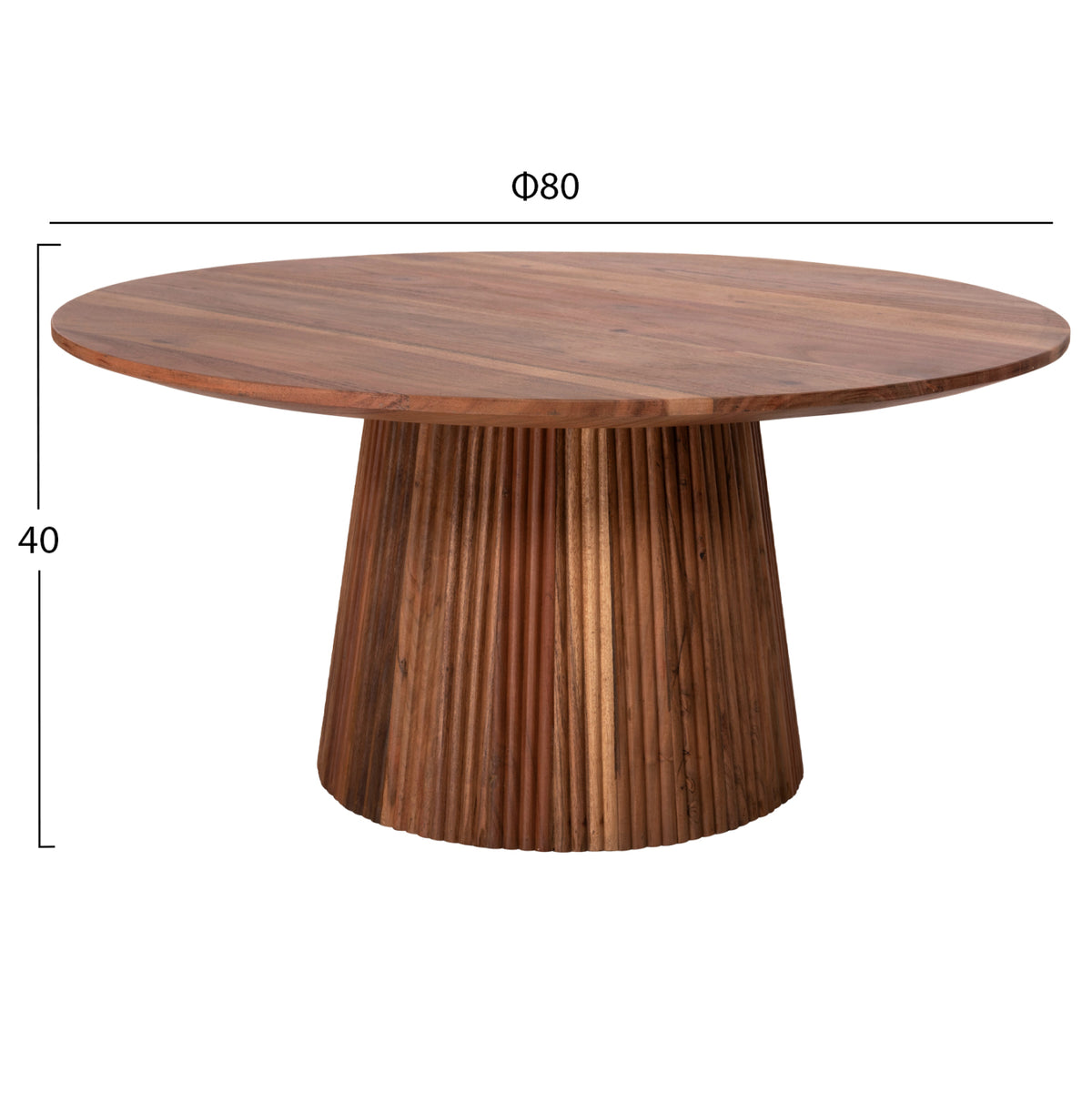 Кръгла маса за кафе Groot масив акация дърво в натурален цвят Φ80x48Hсм.