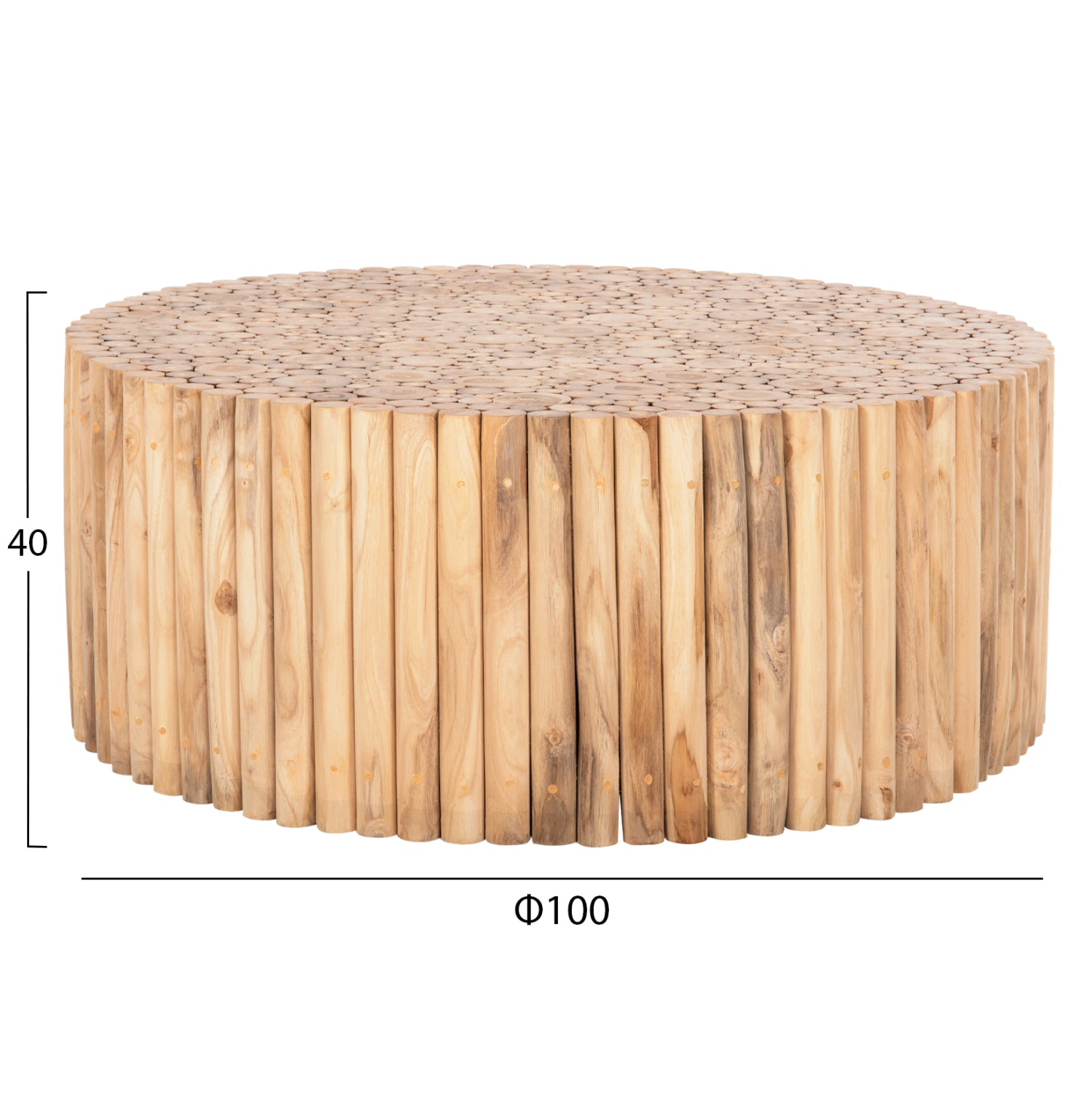 Кръгла холна маса COOTER тикови клони - естествен Φ100x40Hсм.