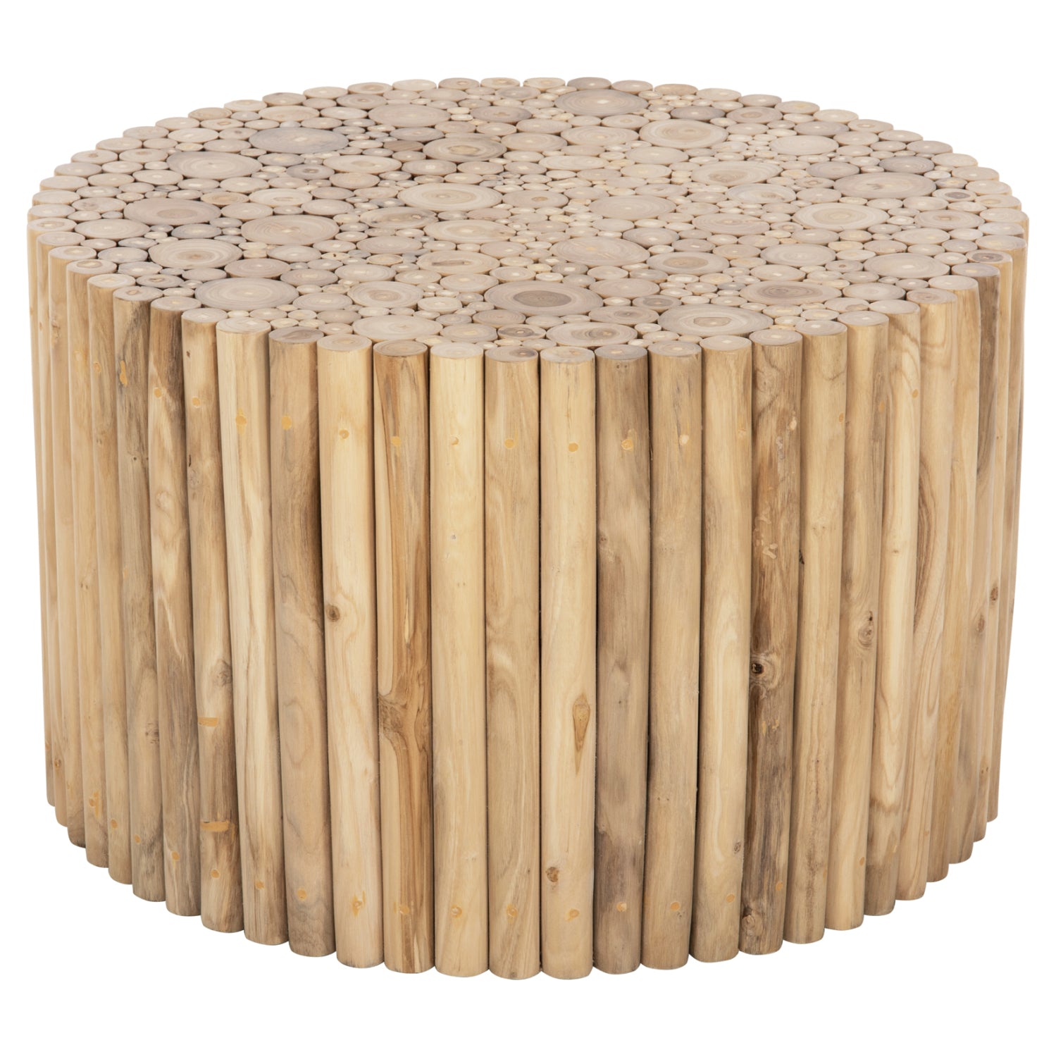 Кръгла холна маса COOTER тикови клони - естествен Φ80x50Hсм.