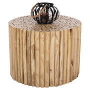Кръгла масичка за кафе COOTER с клонки от тиково дърво - натурална Φ60,5x46Hсм.
