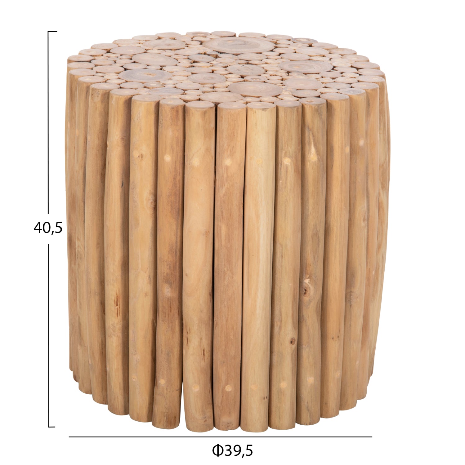 Кръгла масичка за кафе COOTER с клонки от тиково дърво - натурална Φ39x40.5Hсм.