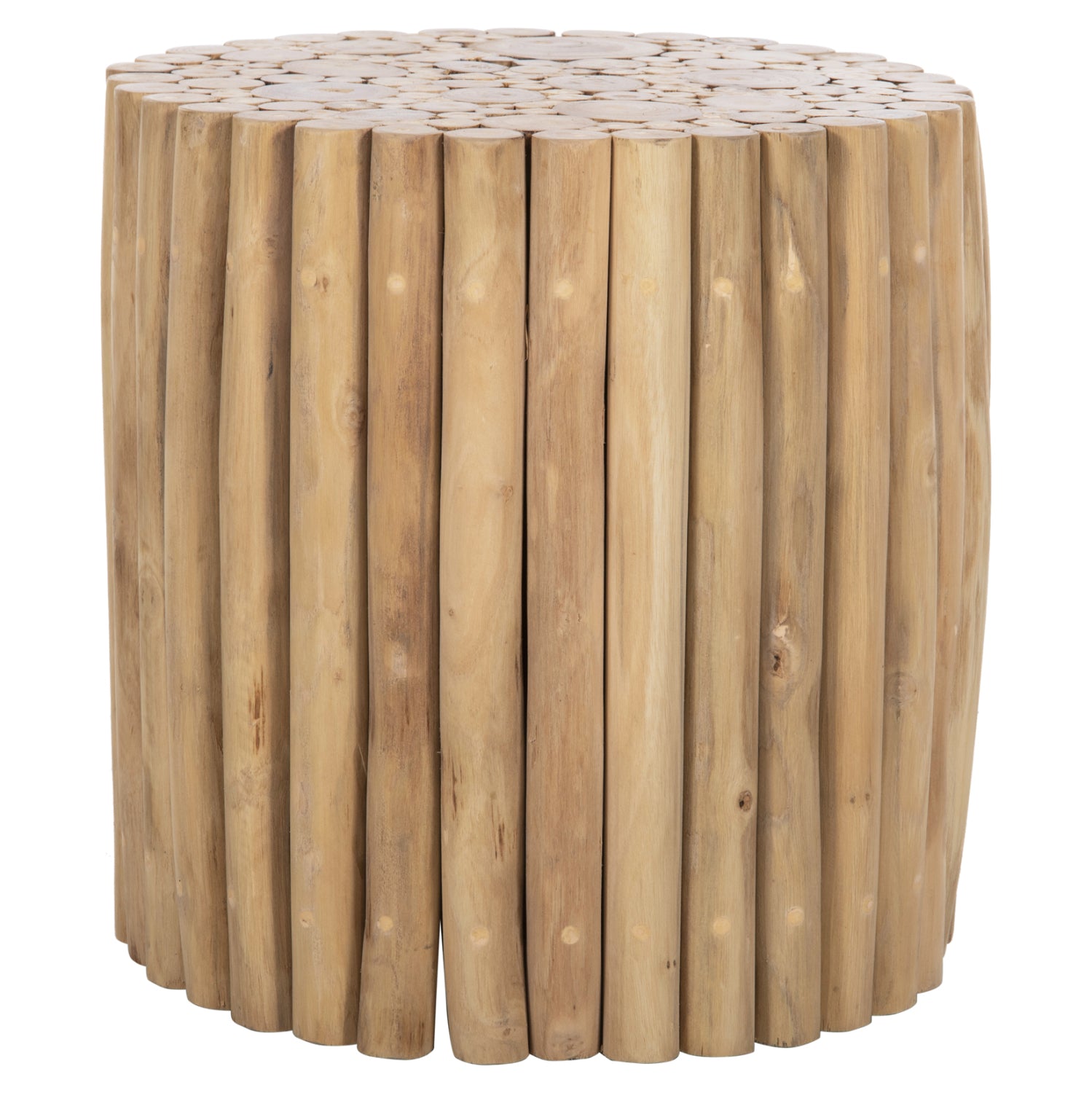 Кръгла масичка за кафе COOTER с клонки от тиково дърво - натурална Φ39x40.5Hсм.