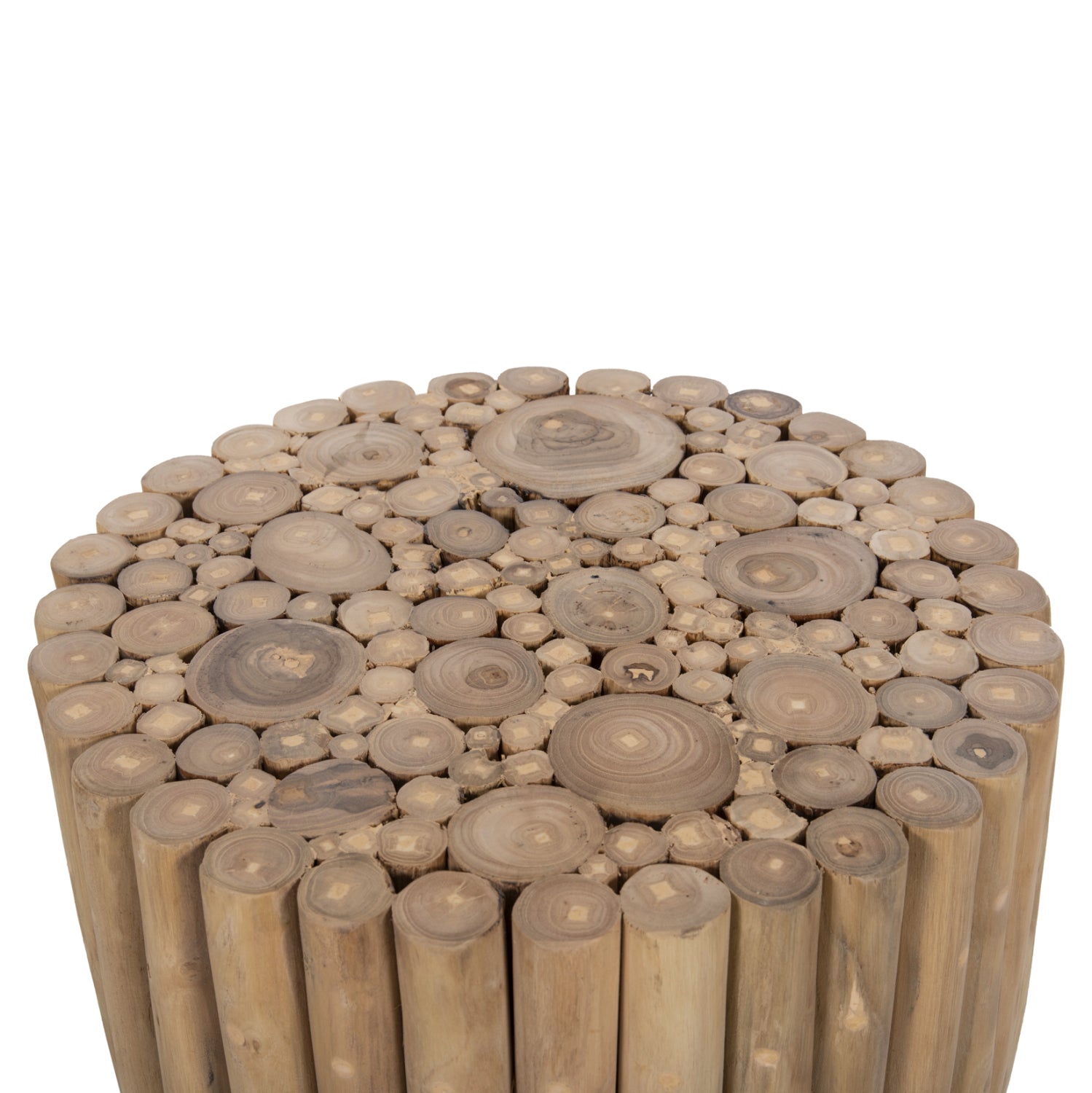 Кръгла масичка за кафе COOTER с клонки от тиково дърво - натурална Φ39x40.5Hсм.