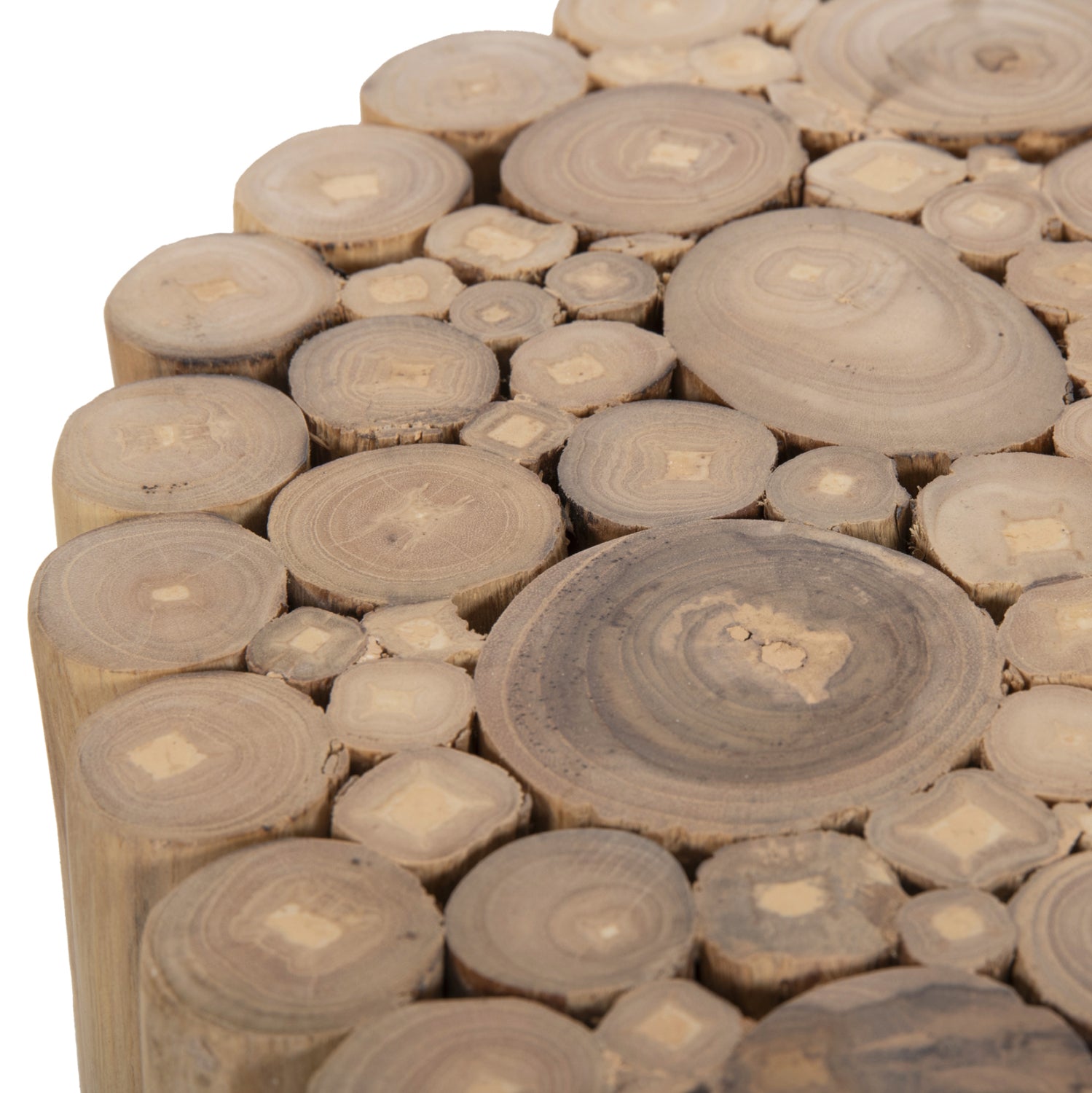 Кръгла масичка за кафе COOTER с клонки от тиково дърво - натурална Φ39x40.5Hсм.