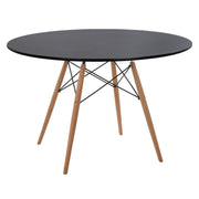 Кръгла трапезна маса MINIMAL MDF черен цвят - крака бук натурален Φ120x74Hcm
