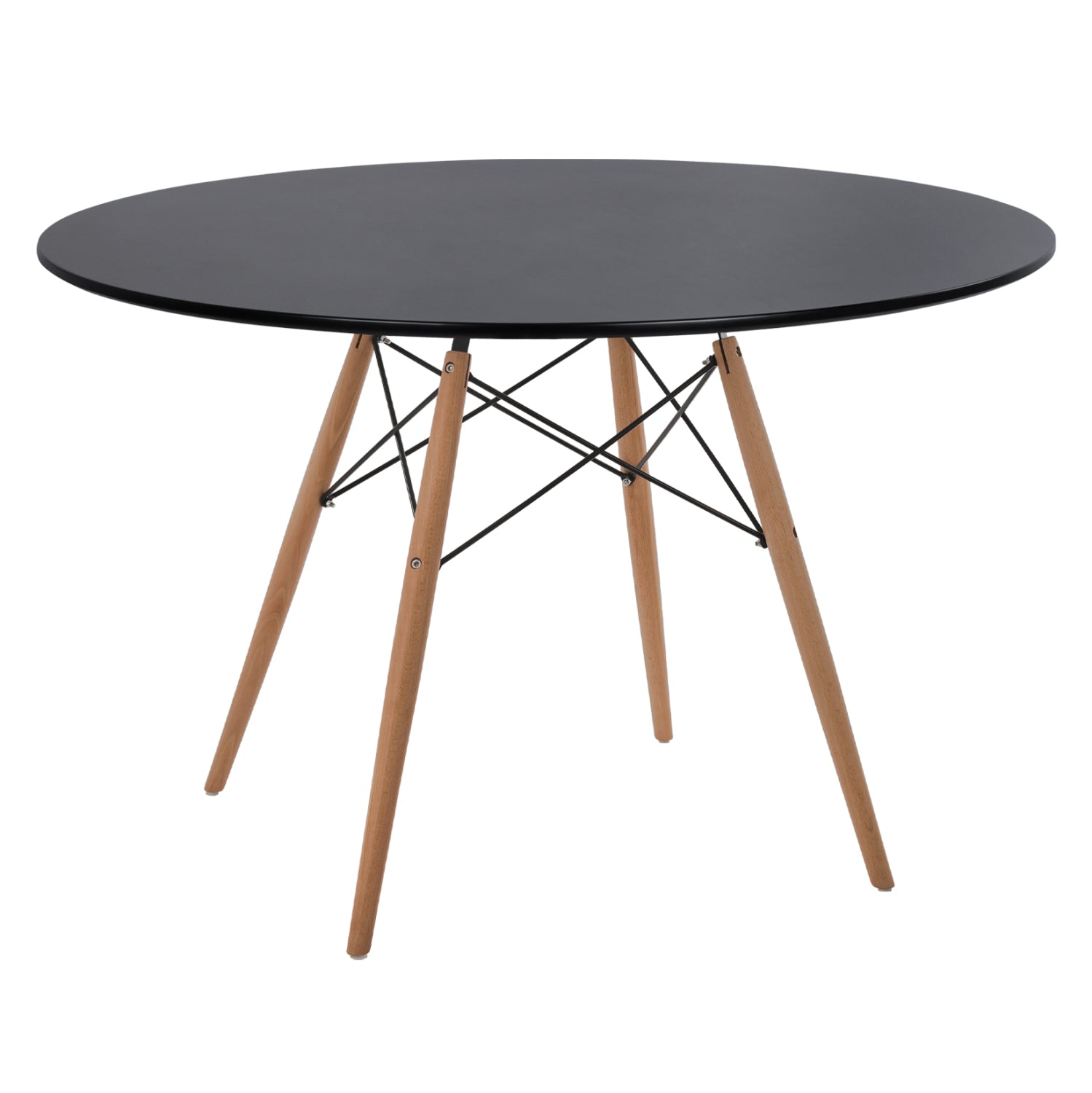 Кръгла трапезна маса MINIMAL MDF черен цвят - крака бук натурален Φ120x74Hcm
