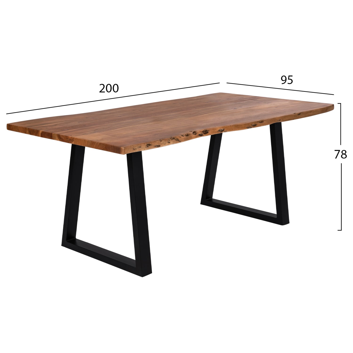 Трапезна маса Montana масивна акациева дървесина 200x95x78 см.