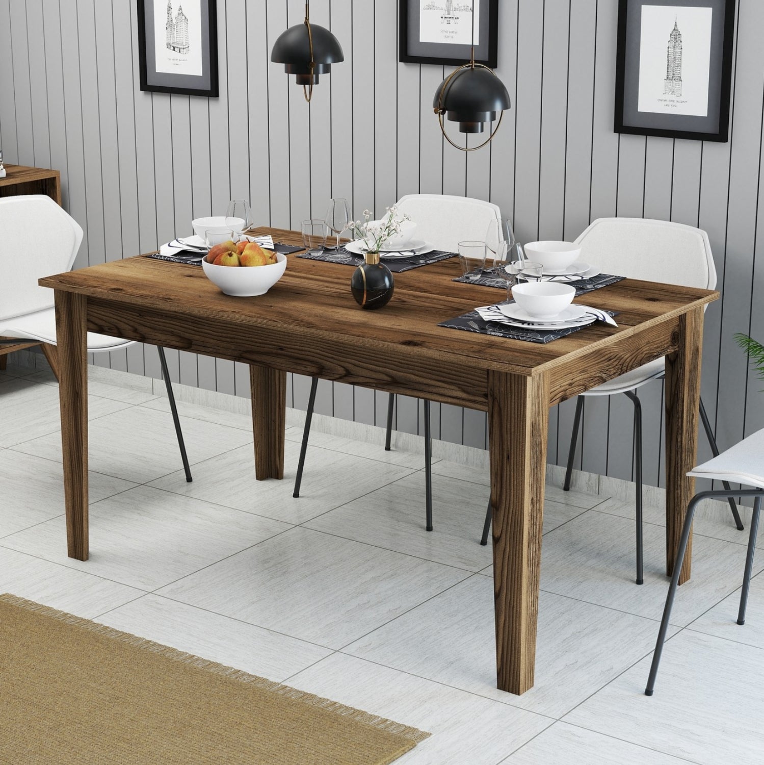 ТРАПЕЗНА МАСА STANDARD МЕЛАМИН ОРЕХ СЪС СЪХРАНЕНИЕ 145x88x75Hсм.
