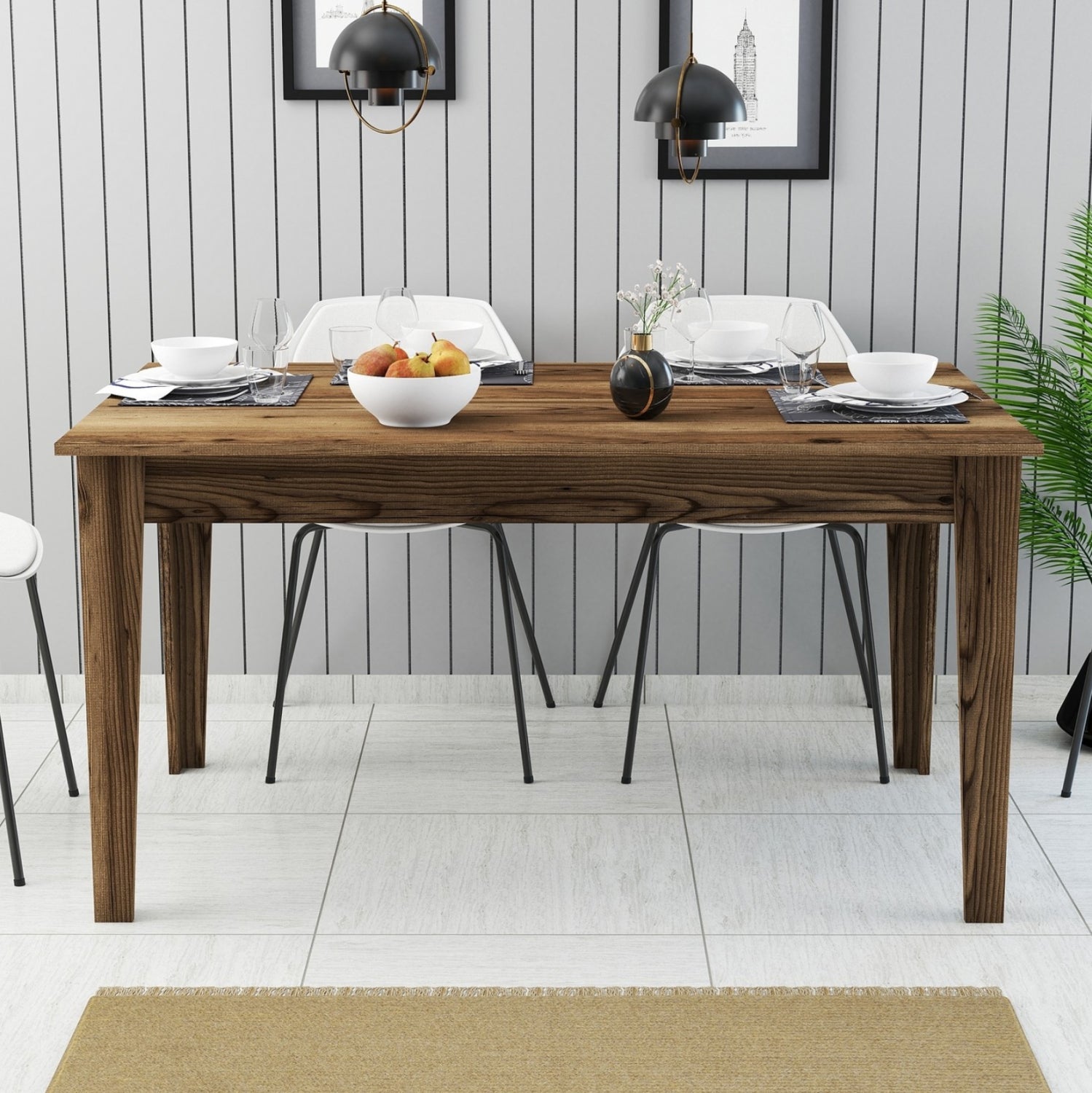 ТРАПЕЗНА МАСА STANDARD МЕЛАМИН ОРЕХ СЪС СЪХРАНЕНИЕ 145x88x75Hсм.
