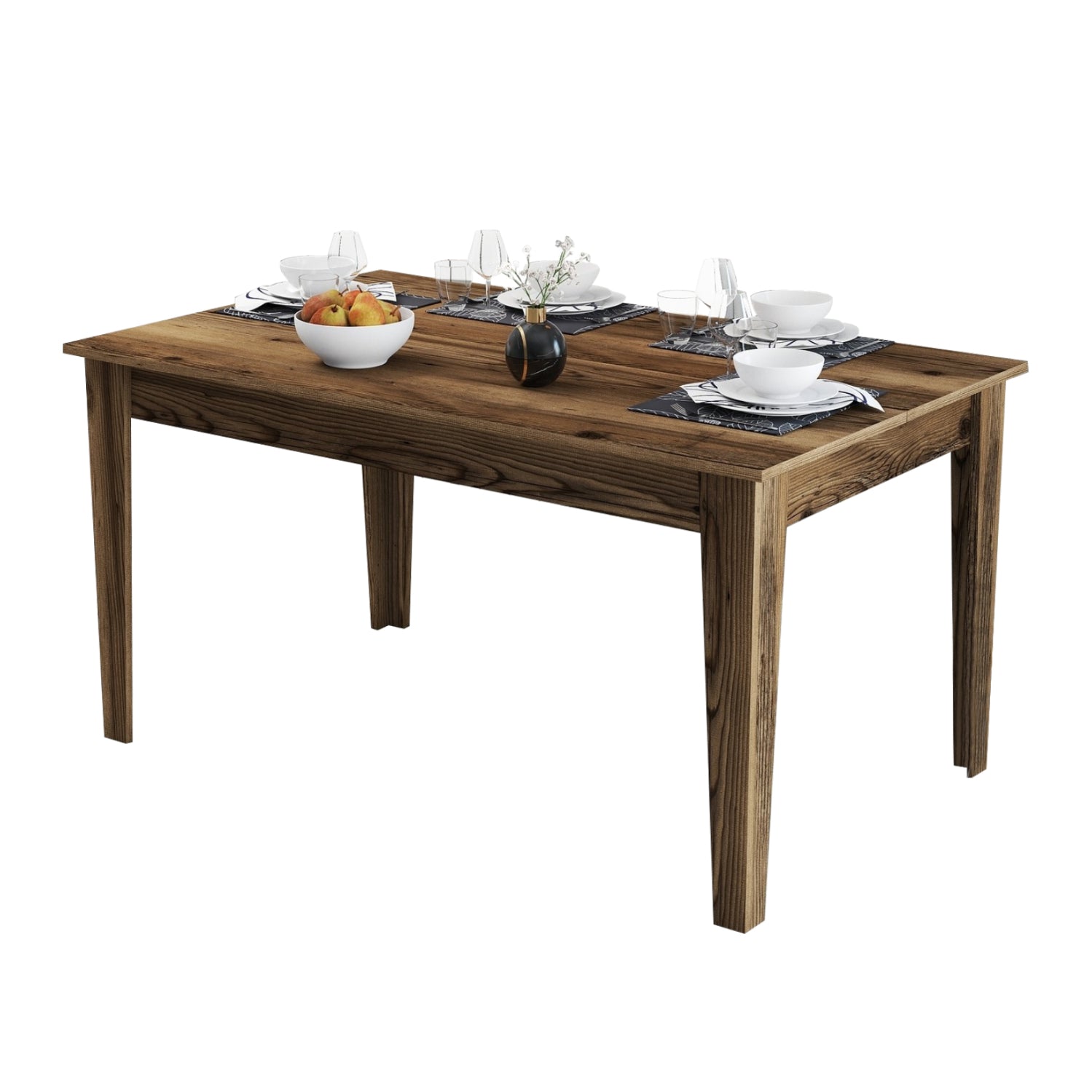 ТРАПЕЗНА МАСА STANDARD МЕЛАМИН ОРЕХ СЪС СЪХРАНЕНИЕ 145x88x75Hсм.