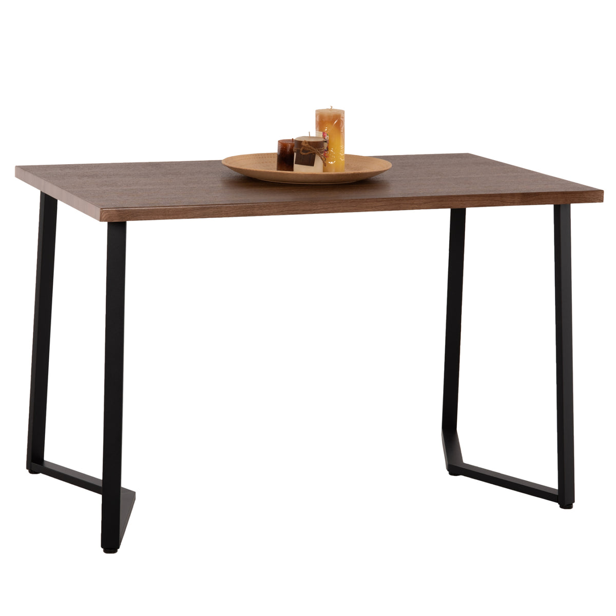 Трапезна маса JAY орехов цвят MDF-черни метални крака 120x70x76Hсм.