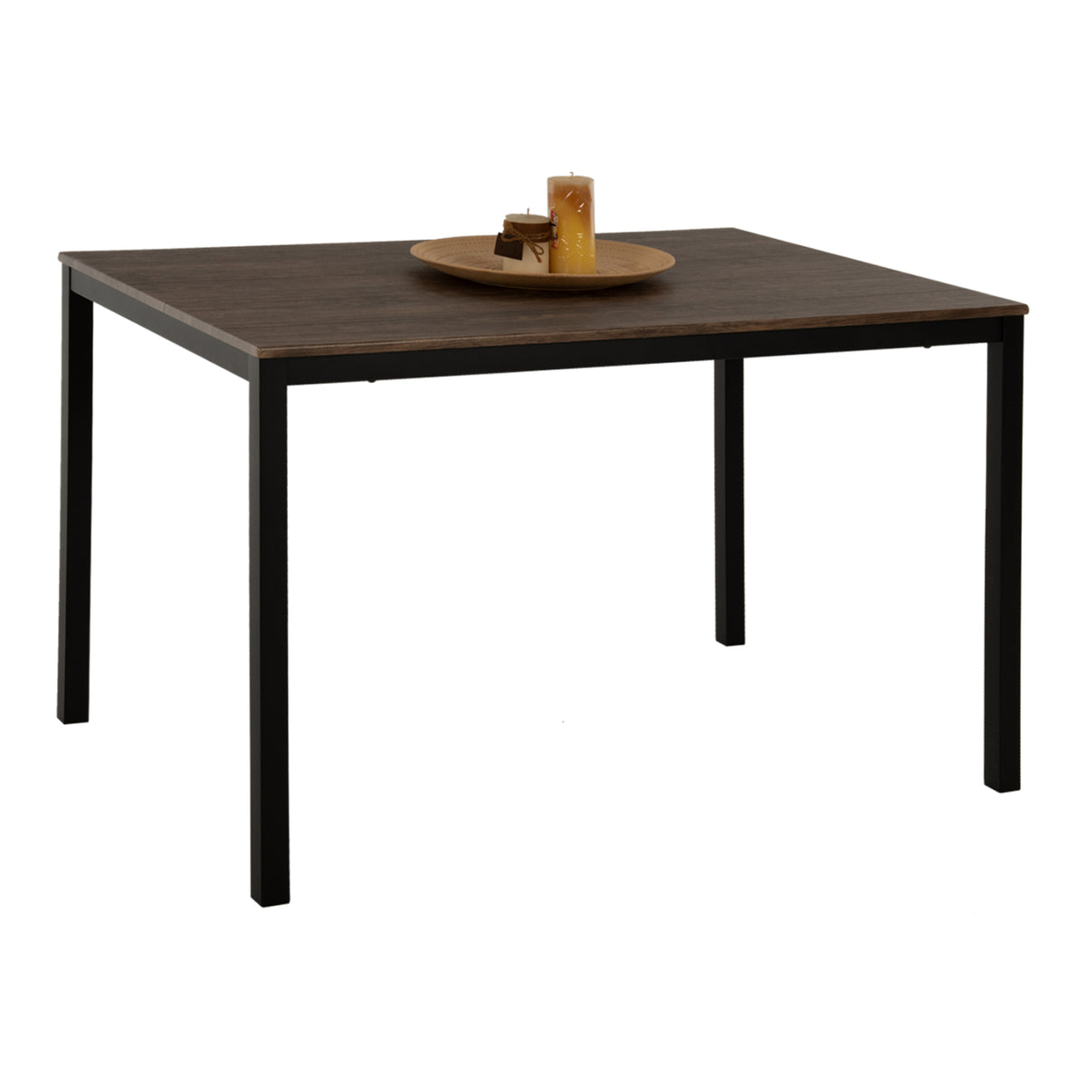 Трапезна маса GOOSE орех MDF-черни метални крака 120x80x75Hсм.