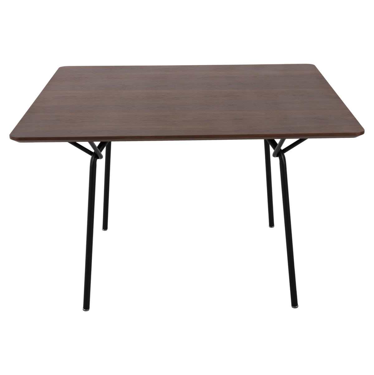 Трапезна маса квадратна TRENK MDF с дъбов фурнир орех - черни метални крака 120x120x75Hсм.