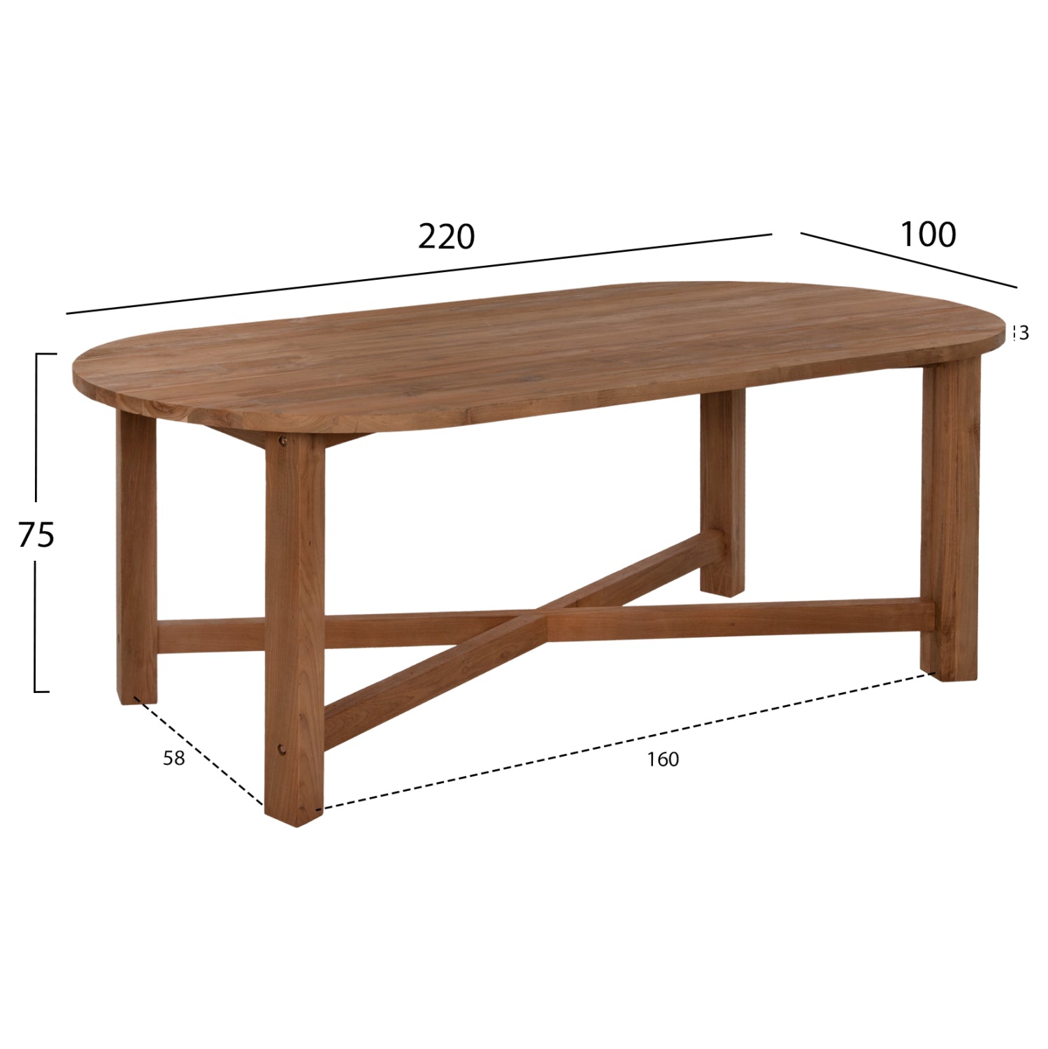 ТРАПЕЗНА МАСА KUTAI РЕЦИКЛИРАН ТИК В ЕСТЕСТВЕН ЦВЯТ 220x100x75Hсм.