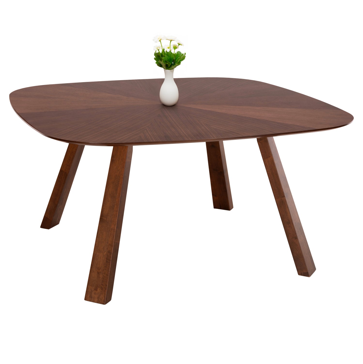 ТРАПЕЗНА МАСА RINER MDF С ФУРНИР ОРЕХ SUNBURST 150x150x75Hсм.