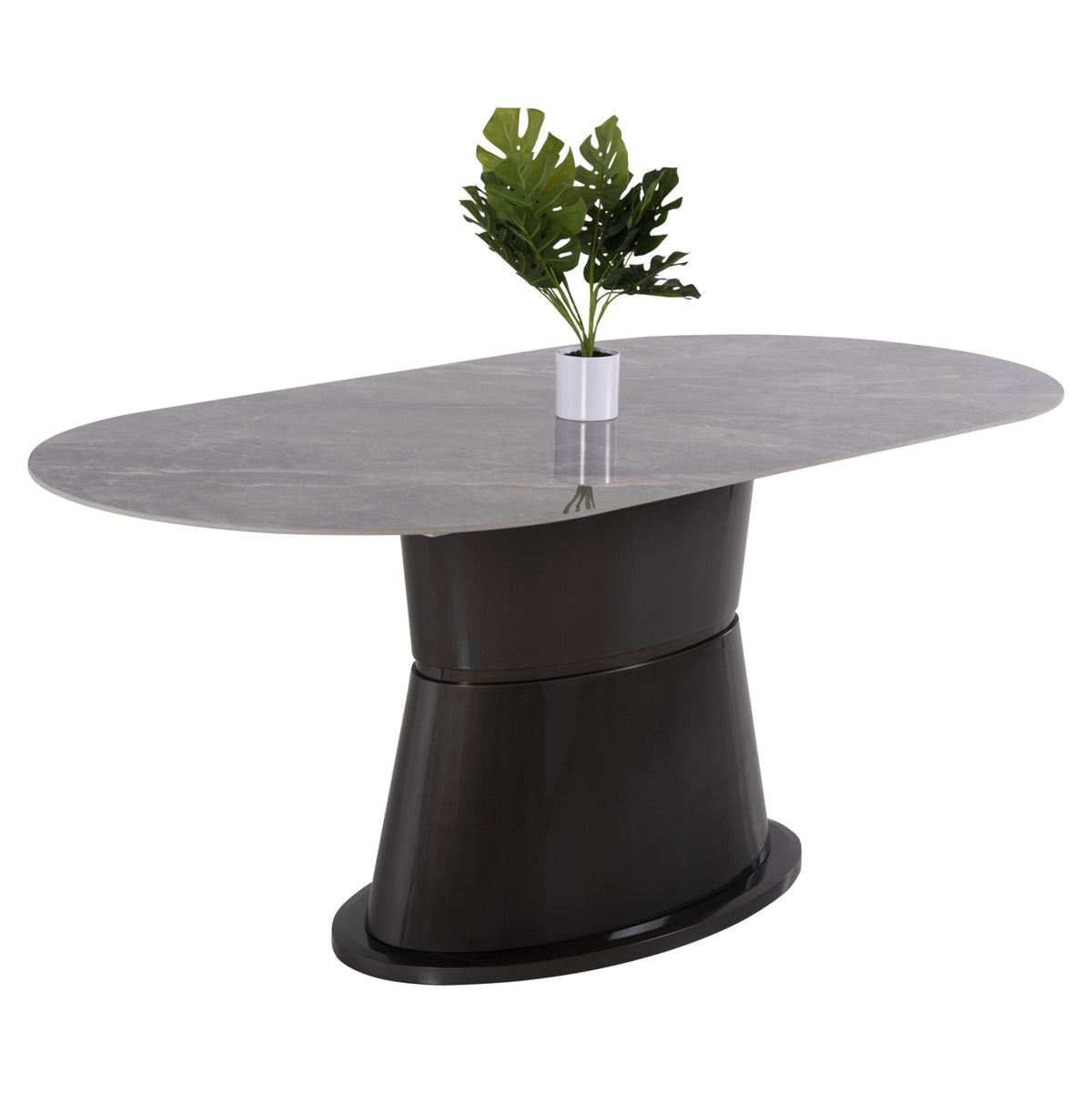 Трапезна маса BENT керамика сив мрамор - MDF основа антрацит 180x90x76Hсм.