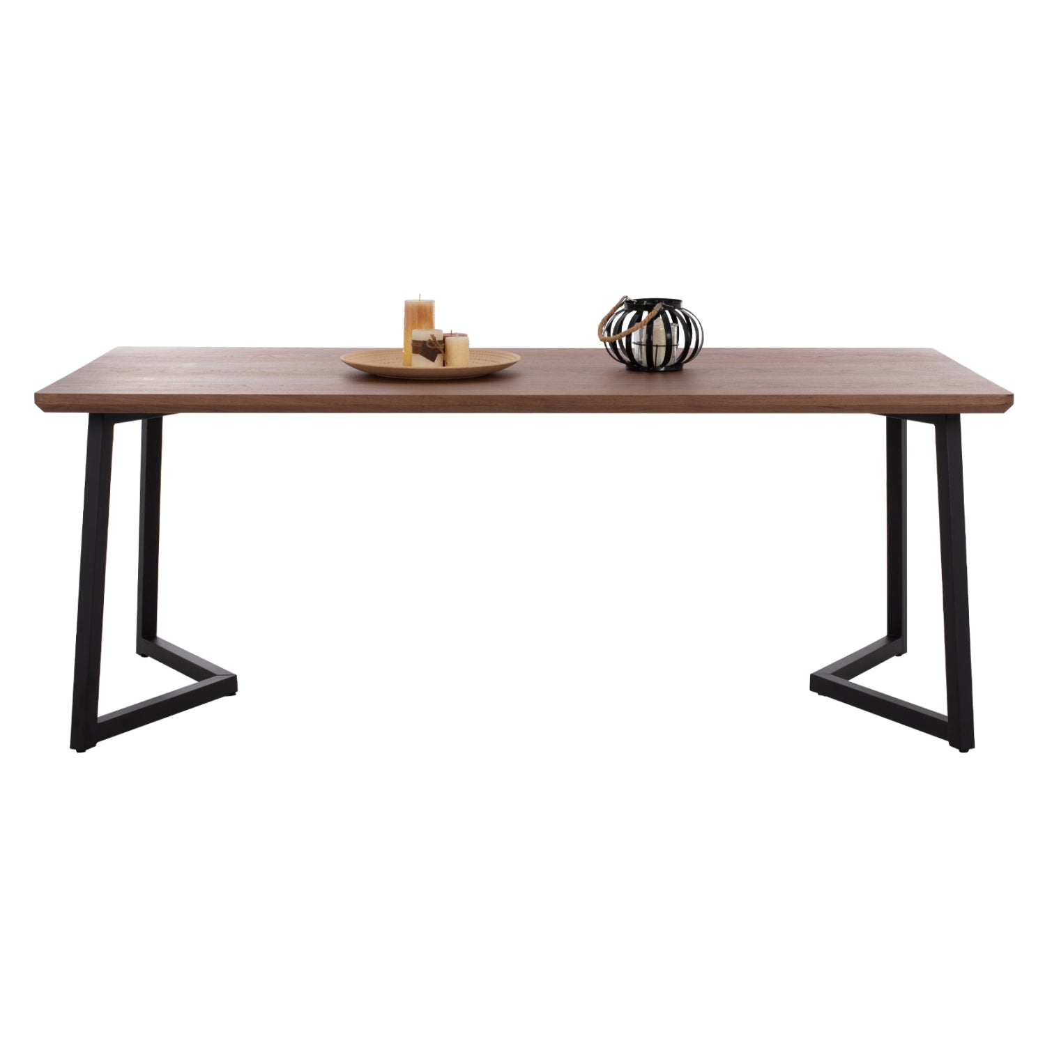 Трапезна маса JAY MDF плот с орехов фурнир метални крака 200x100x75H