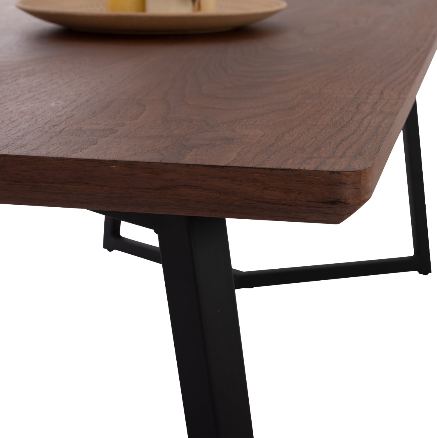 Трапезна маса JAY MDF плот с орехов фурнир метални крака 200x100x75H