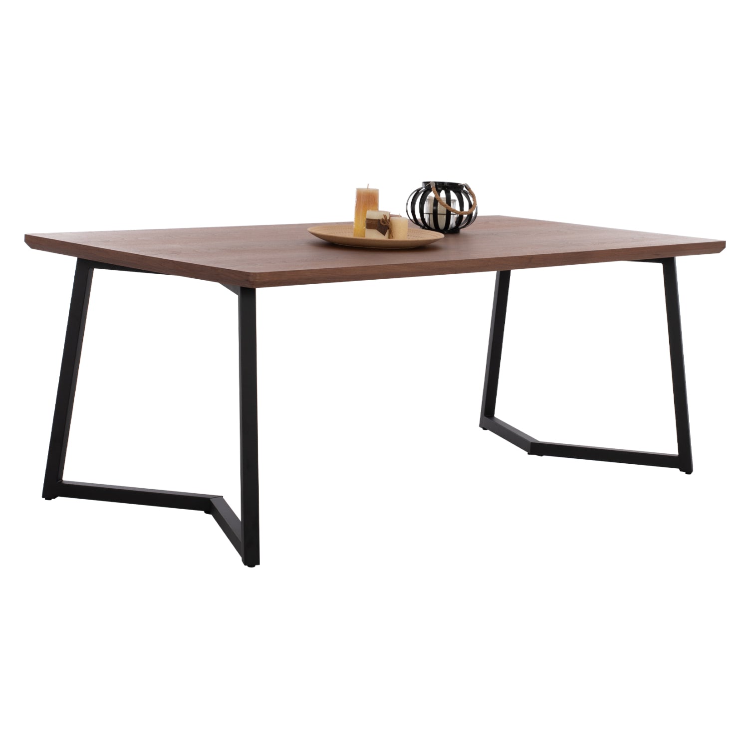 Трапезна маса JAY MDF плот с орехов фурнир метални крака 200x100x75H