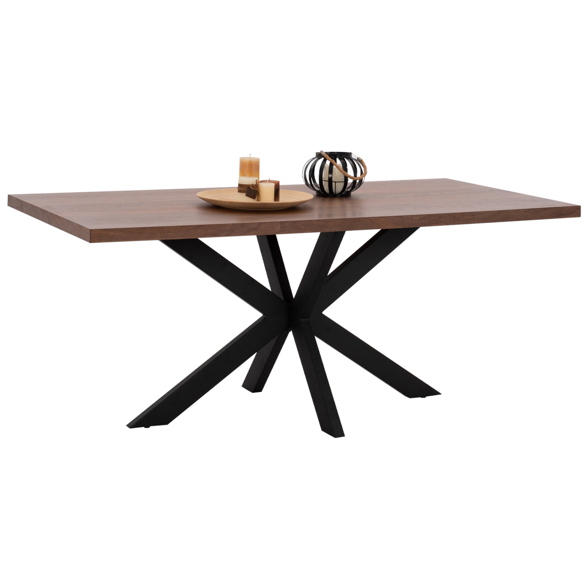 Трапезна маса SARI MDF плот с орехов фурнир рустик стил 180x90x75см