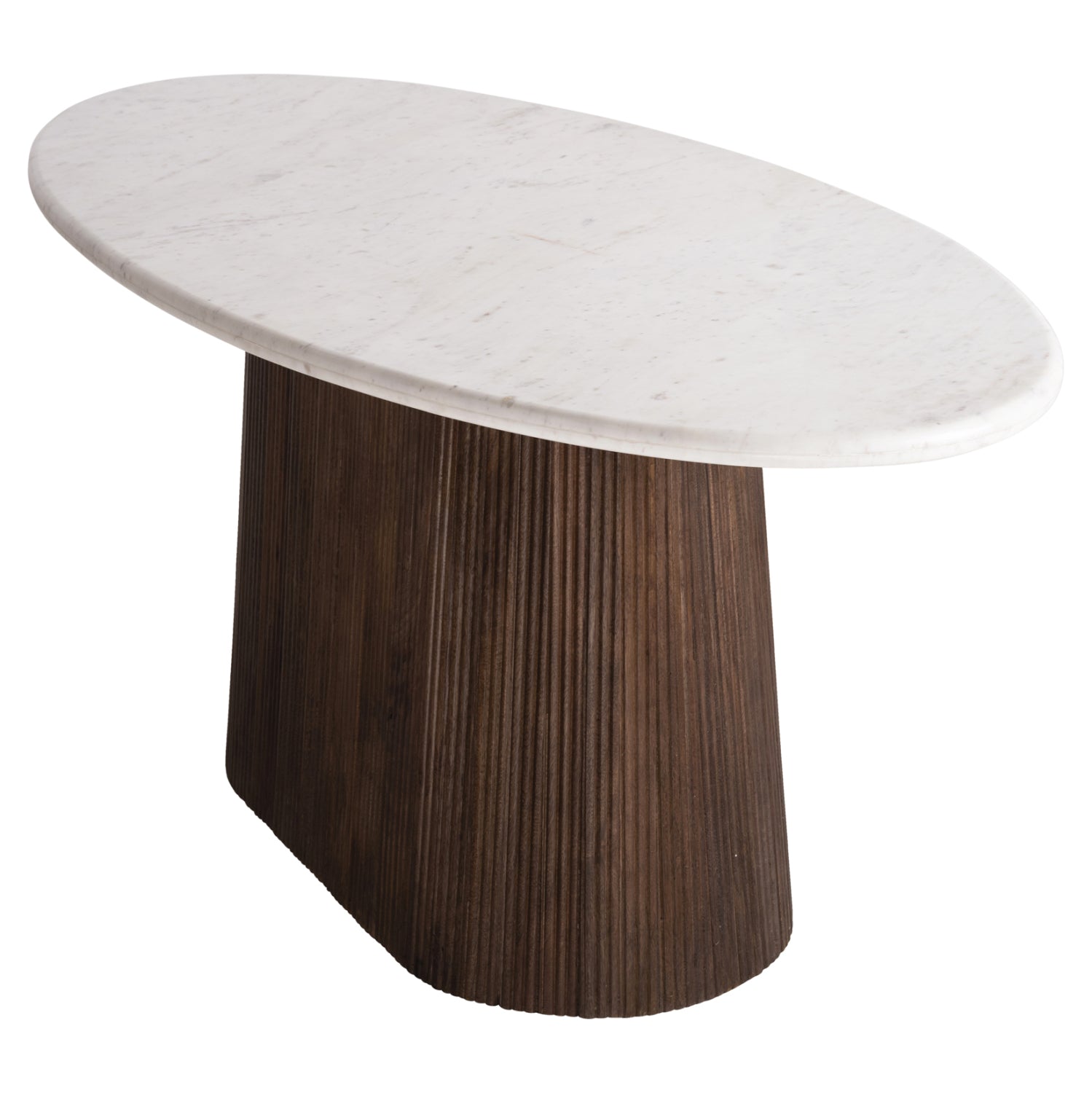 Овална трапезна маса PURGER масивно дърво манго-бял мрамор 180x89x76Hсм.