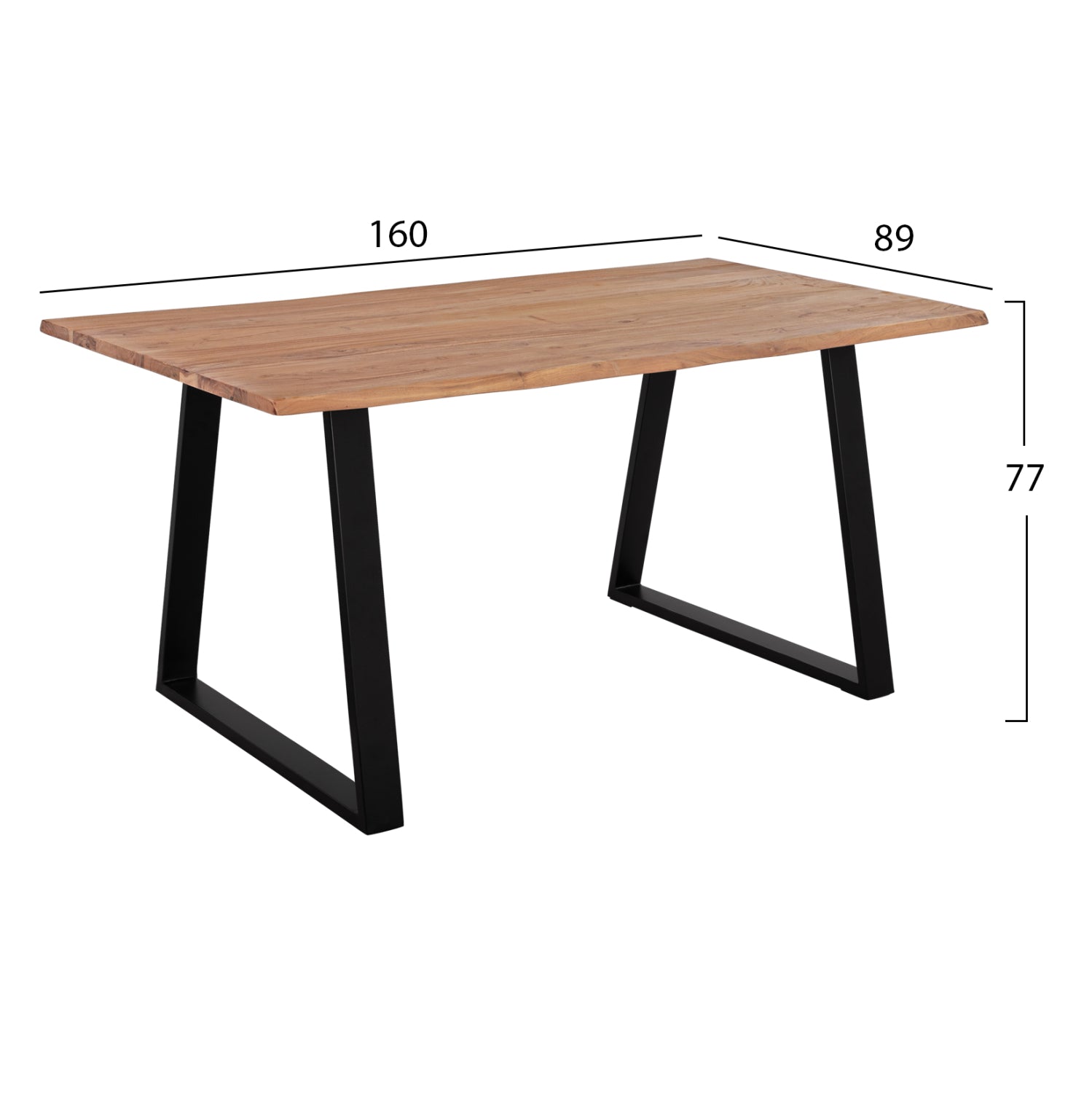 Трапезна маса Acacia масивна акация с черни крака 160x90x76см