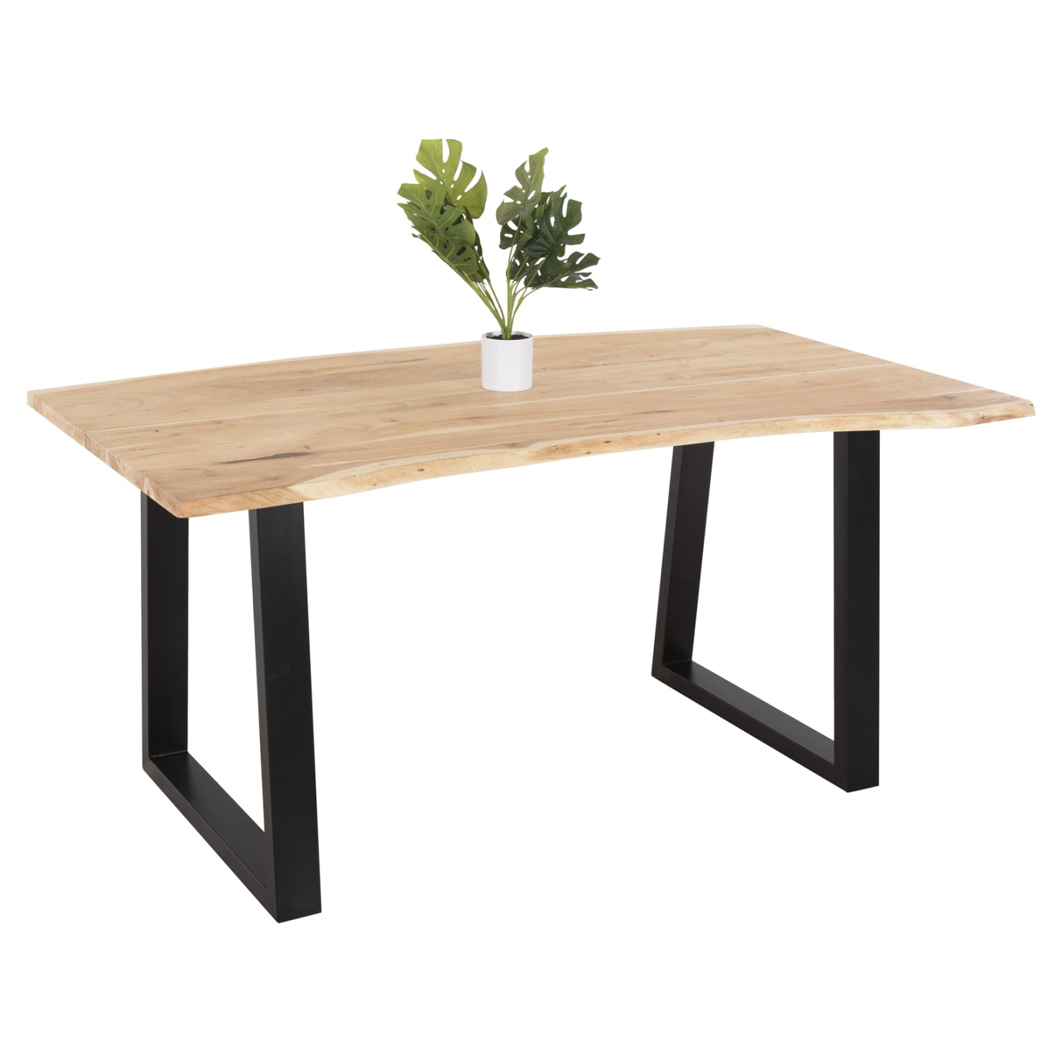 ТРАПЕЗНА МАСА SOFIA SLIM МАСИВНА АКАЦИЯ С ЧЕРНИ МЕТАЛНИ КРАКА 160X92X78Hсм