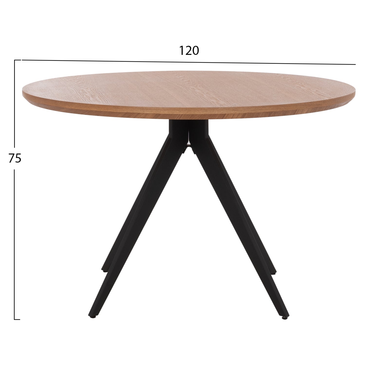 Кръгла трапезна маса MDF плот с дъбов фурнир рустик стил Φ120x75H