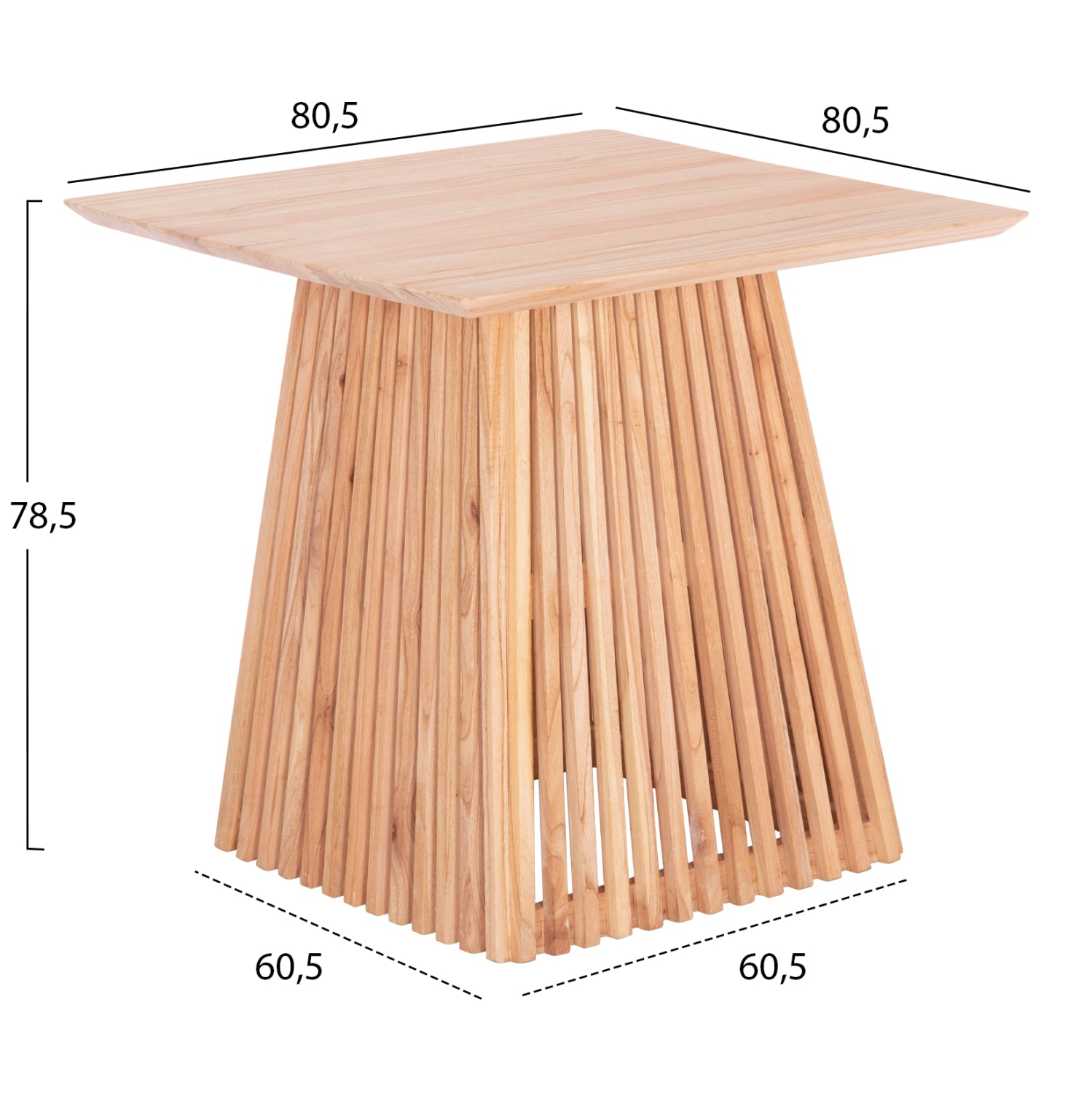 Трапезна квадратна маса FRANTZ масивно дърво минди 80,5x80,5x78,5см
