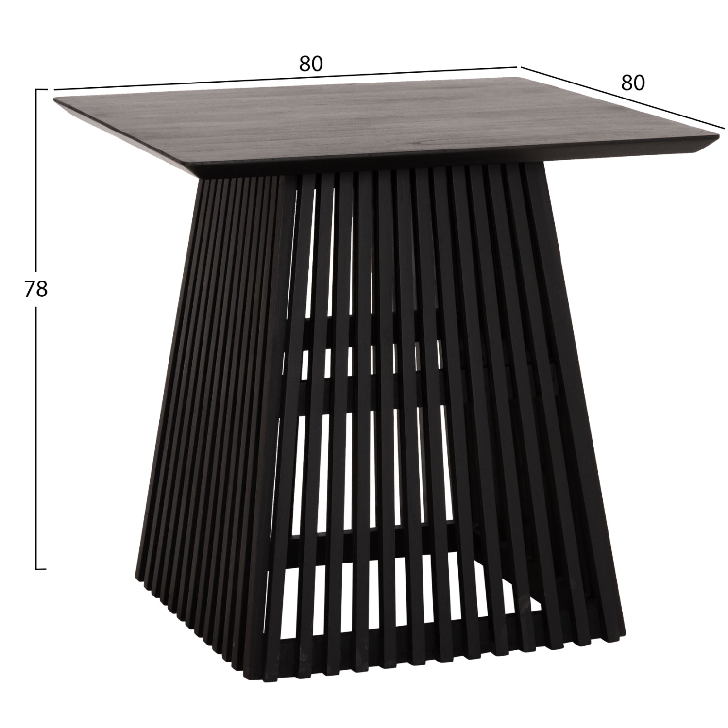 Квадратна трапезна маса FRANTZ дърво минди черно 80x80x78см.