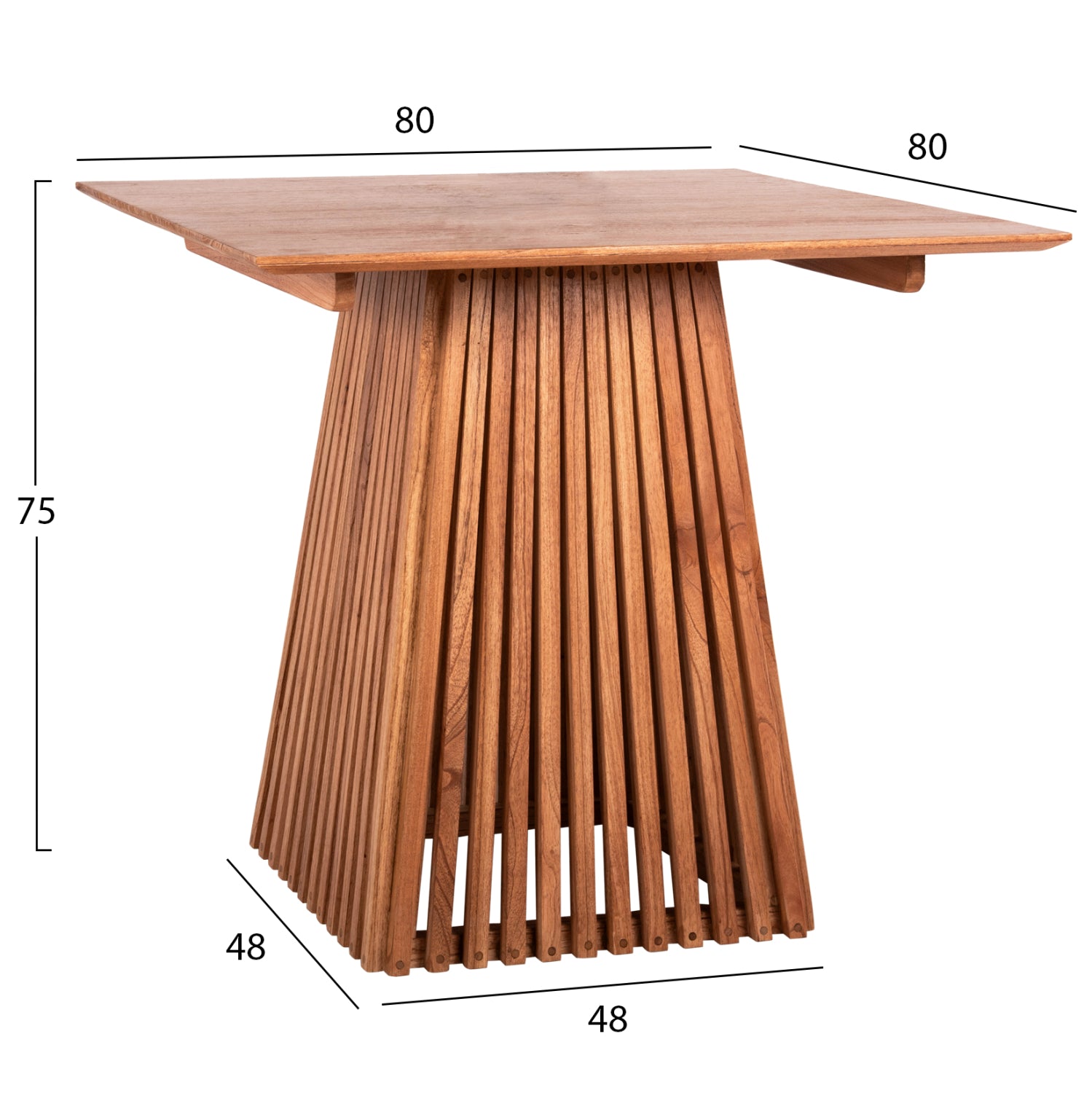 Квадратна трапезна маса FRANTZ масивно дърво минди 80x80x75Hсм.