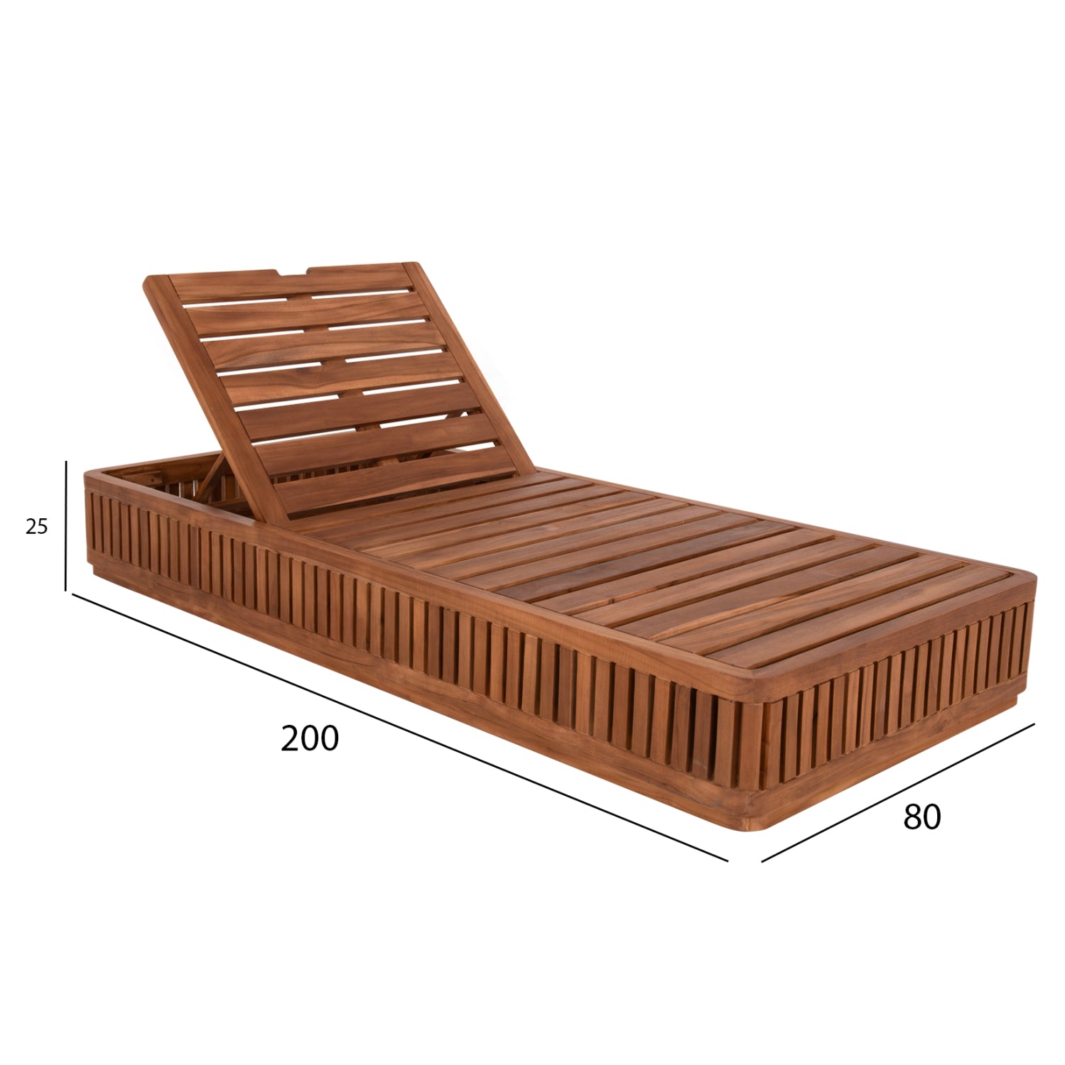 Шезлонг без възглавници VERNON тиково дърво натурално 200x80x25Hсм.