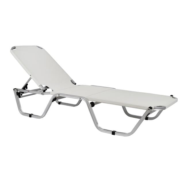 Професионален алуминиев шезлонг бял 195x53-60x30 см