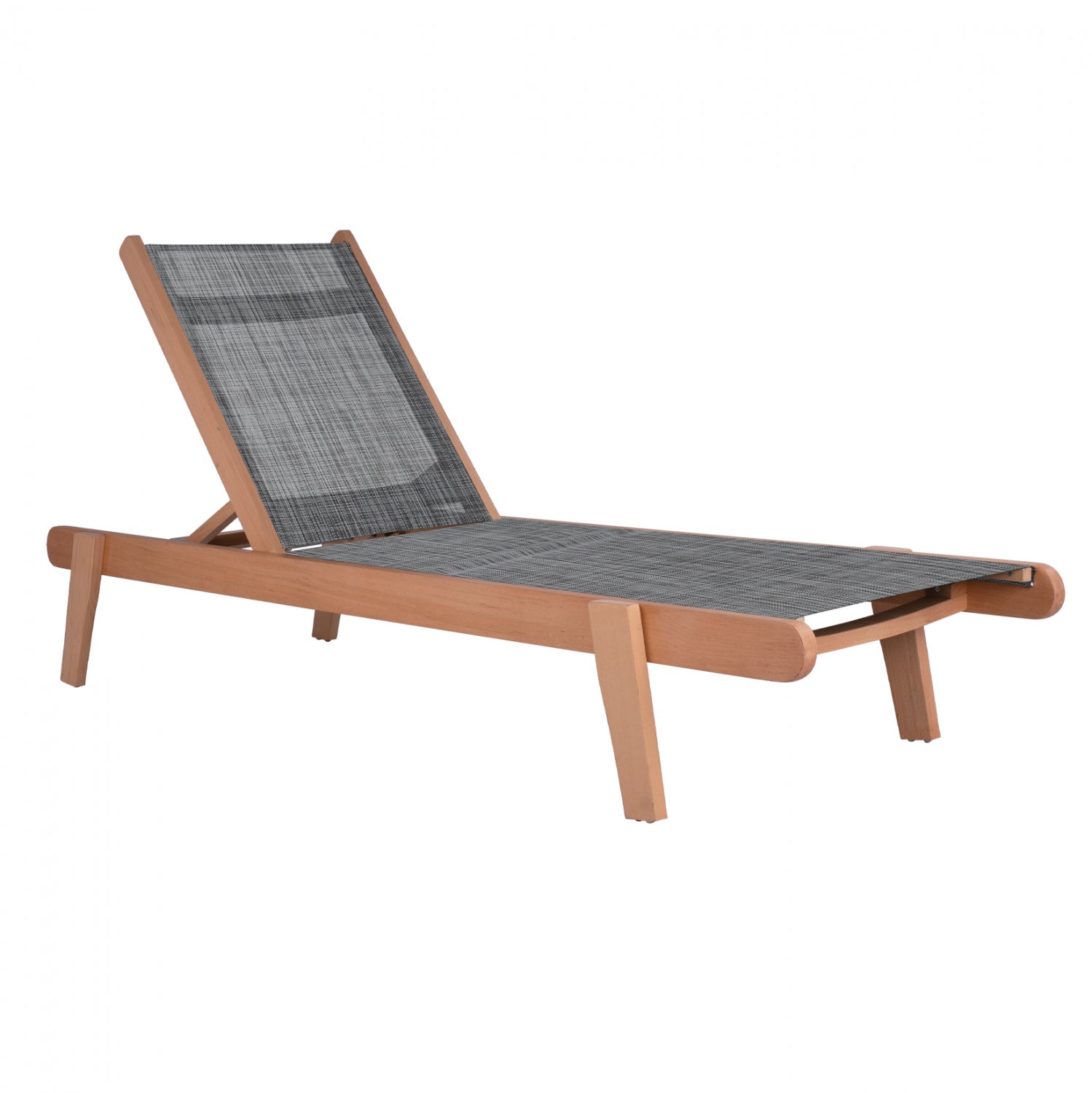 Професионален шезлонг Oak Creta натурал и сива тапицерия 202,5x66,5x30,5см