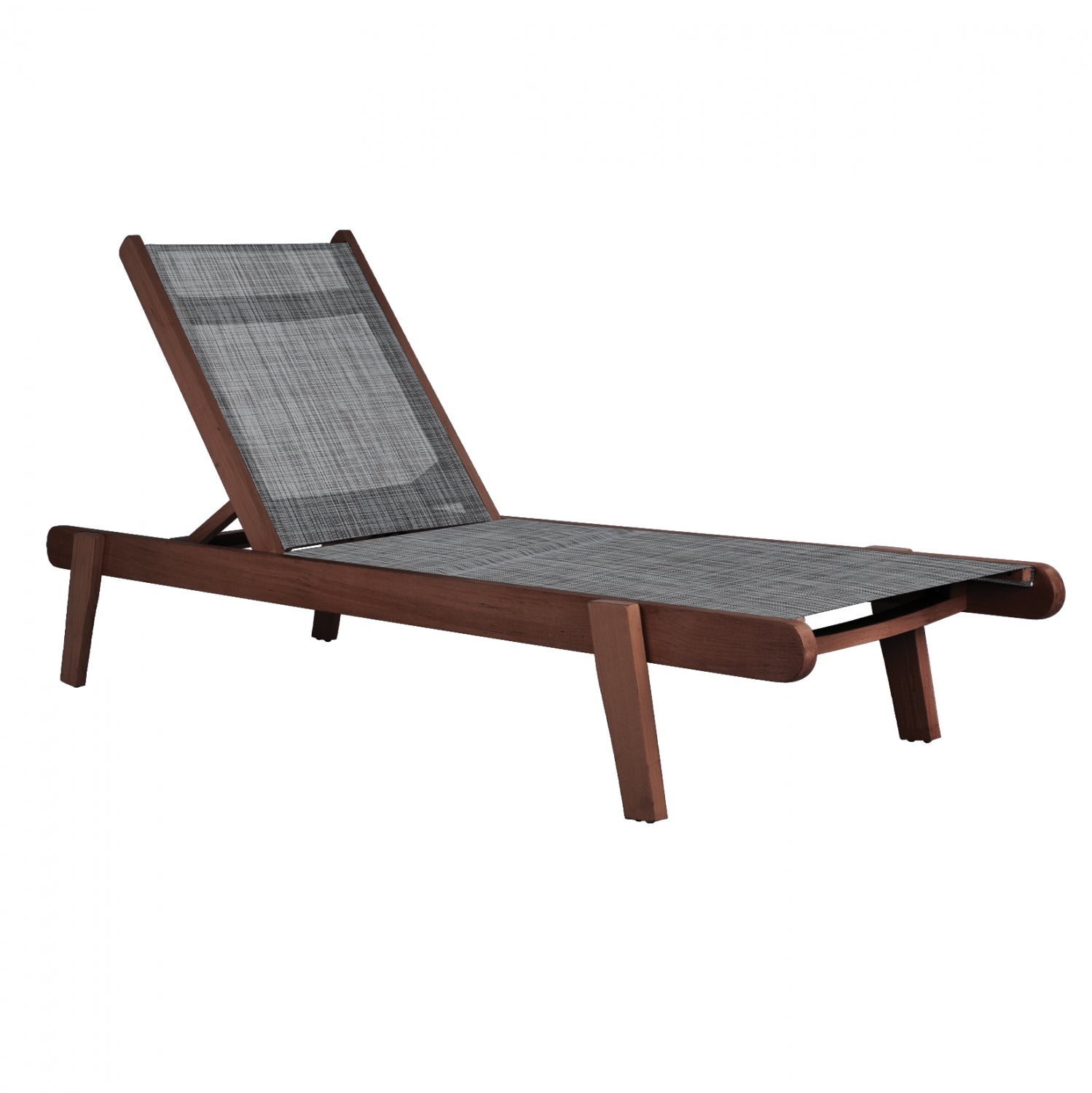 Професионален шезлонг Oak Creta орех и сива тапицерия 202,5x66,5x30,5см