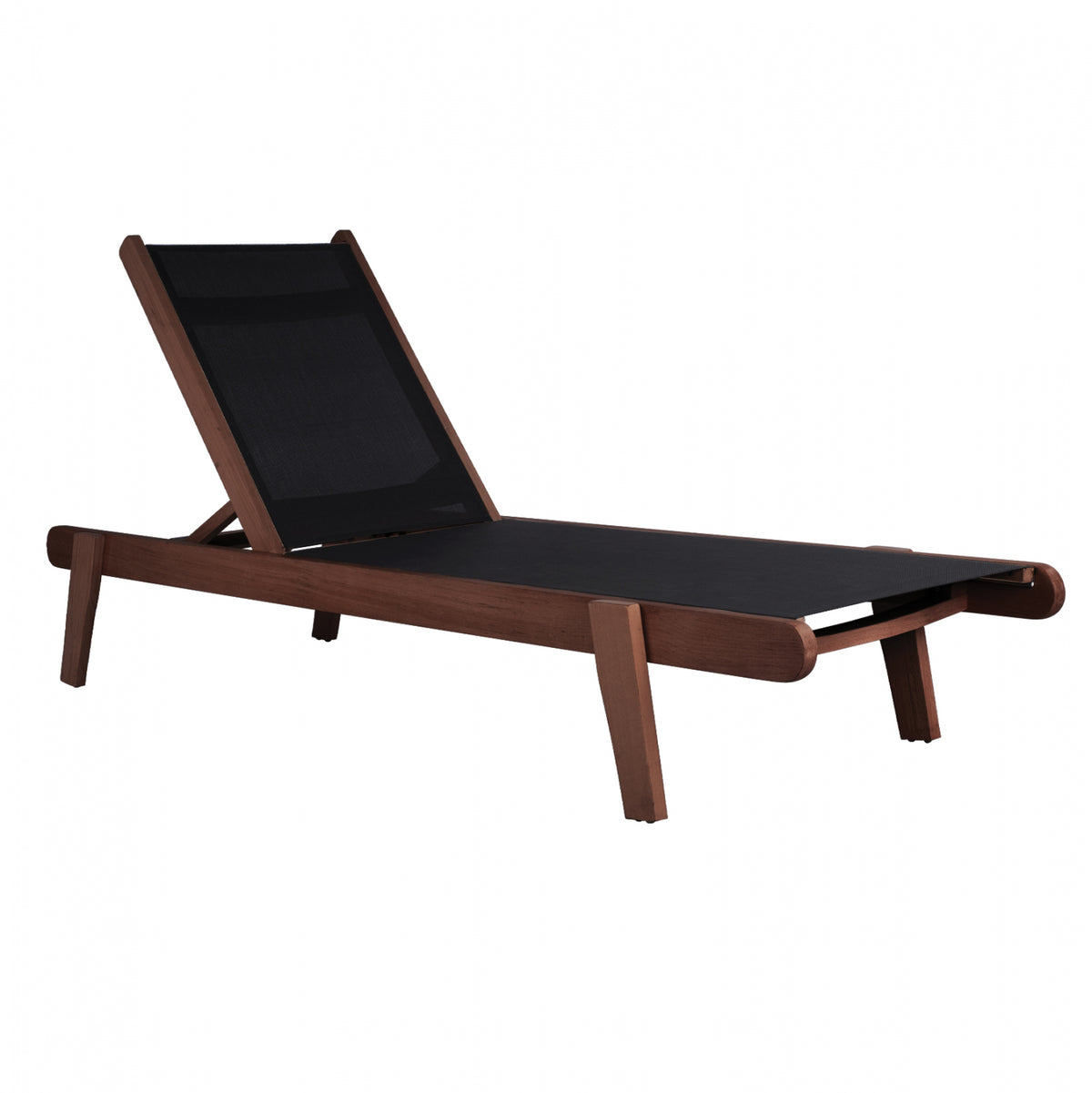 Професионален шезлонг Oak Creta орех и черна тапицерия 202,5x66,5x30,5см