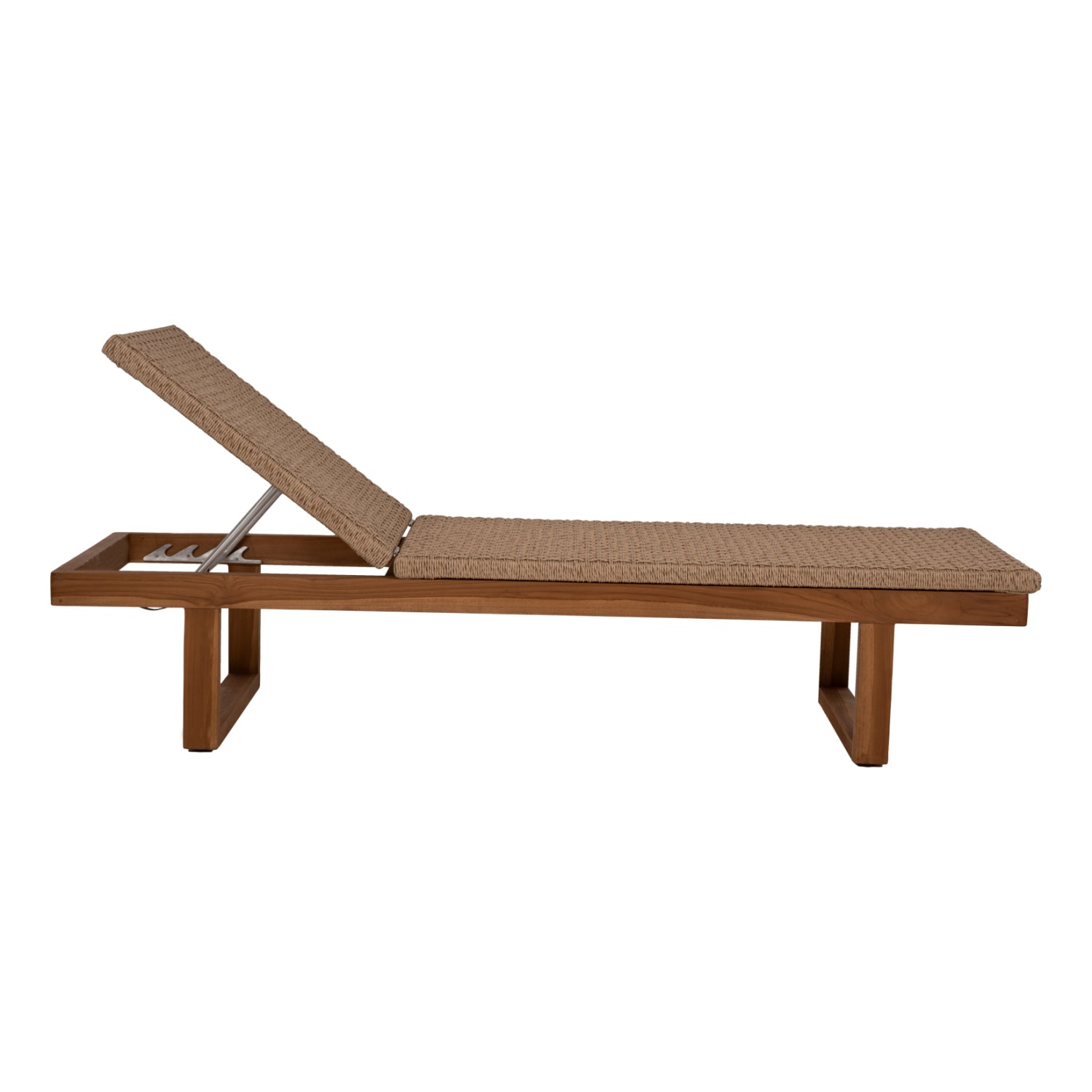 Шезлонг PATRON тиково дърво - виеро въжена ратан 191x65x86Hсм.
