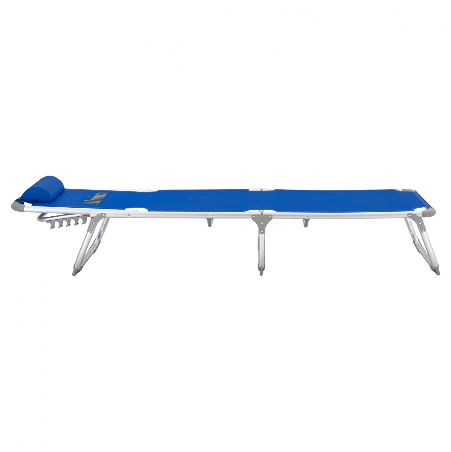 Шезлонг за плаж тежък тип син алуминий 188x58x28-80 см