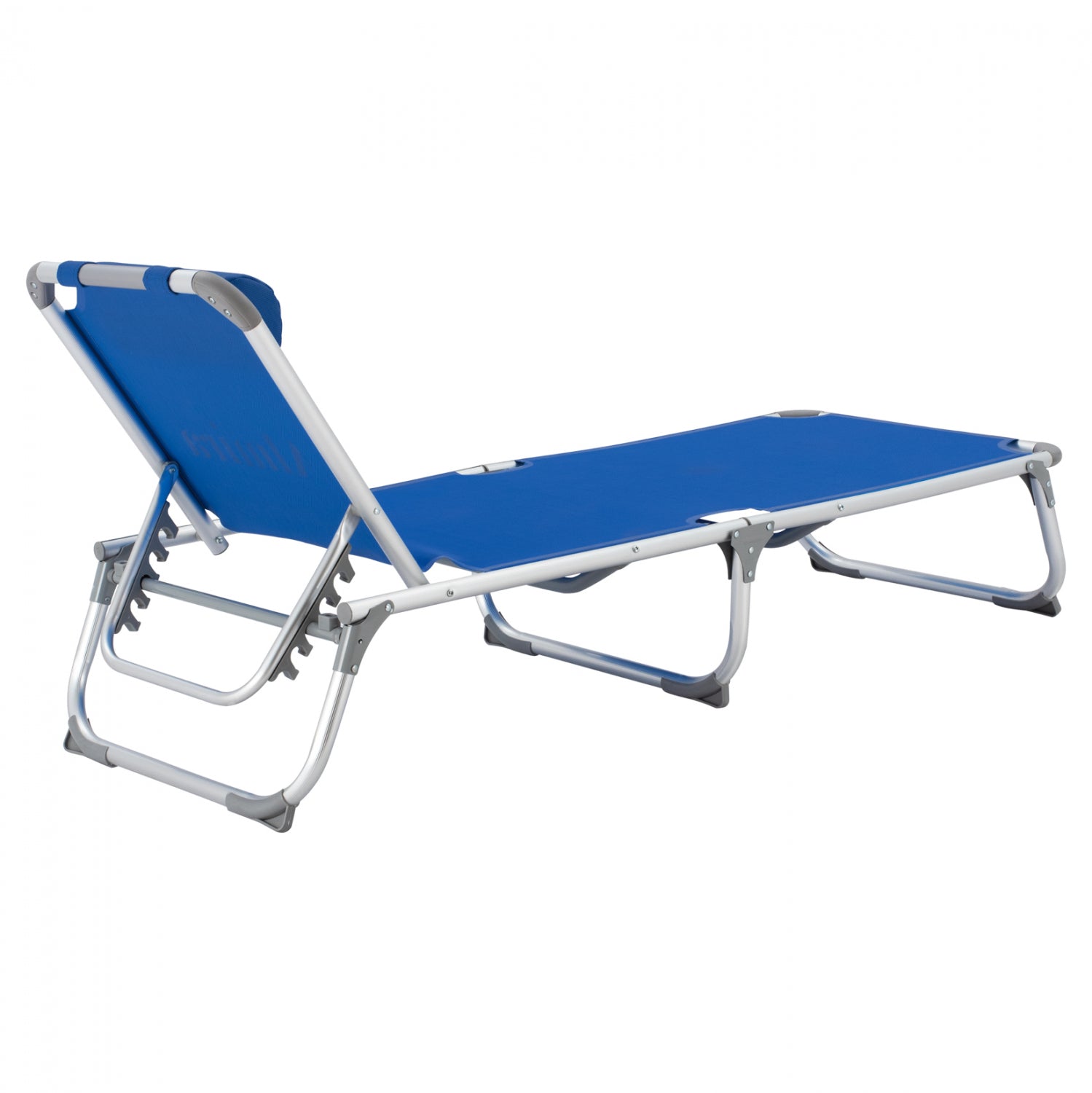 Шезлонг за плаж тежък тип син алуминий 188x58x28-80 см