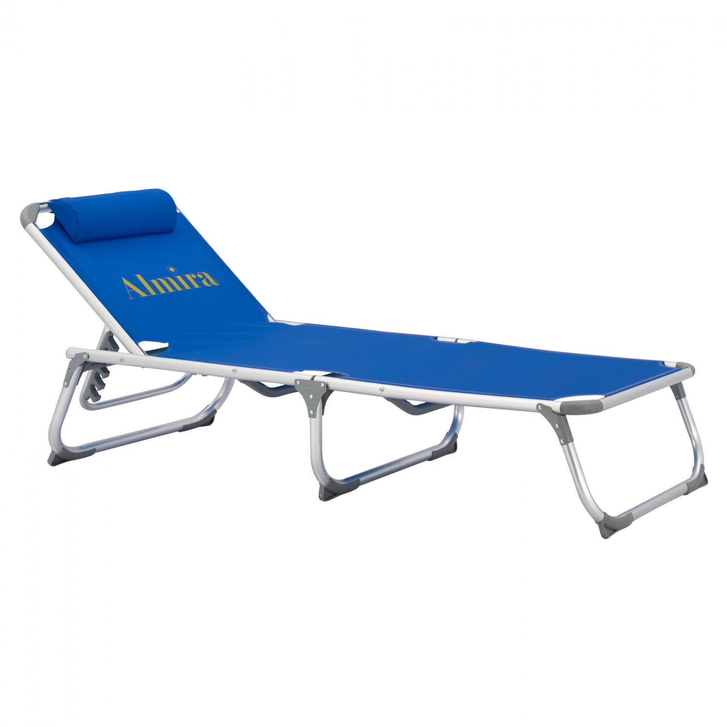 Шезлонг за плаж тежък тип син алуминий 188x58x28-80 см