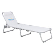 Шезлонг за плаж тежък тип бял алуминий 188x58x31-81 см
