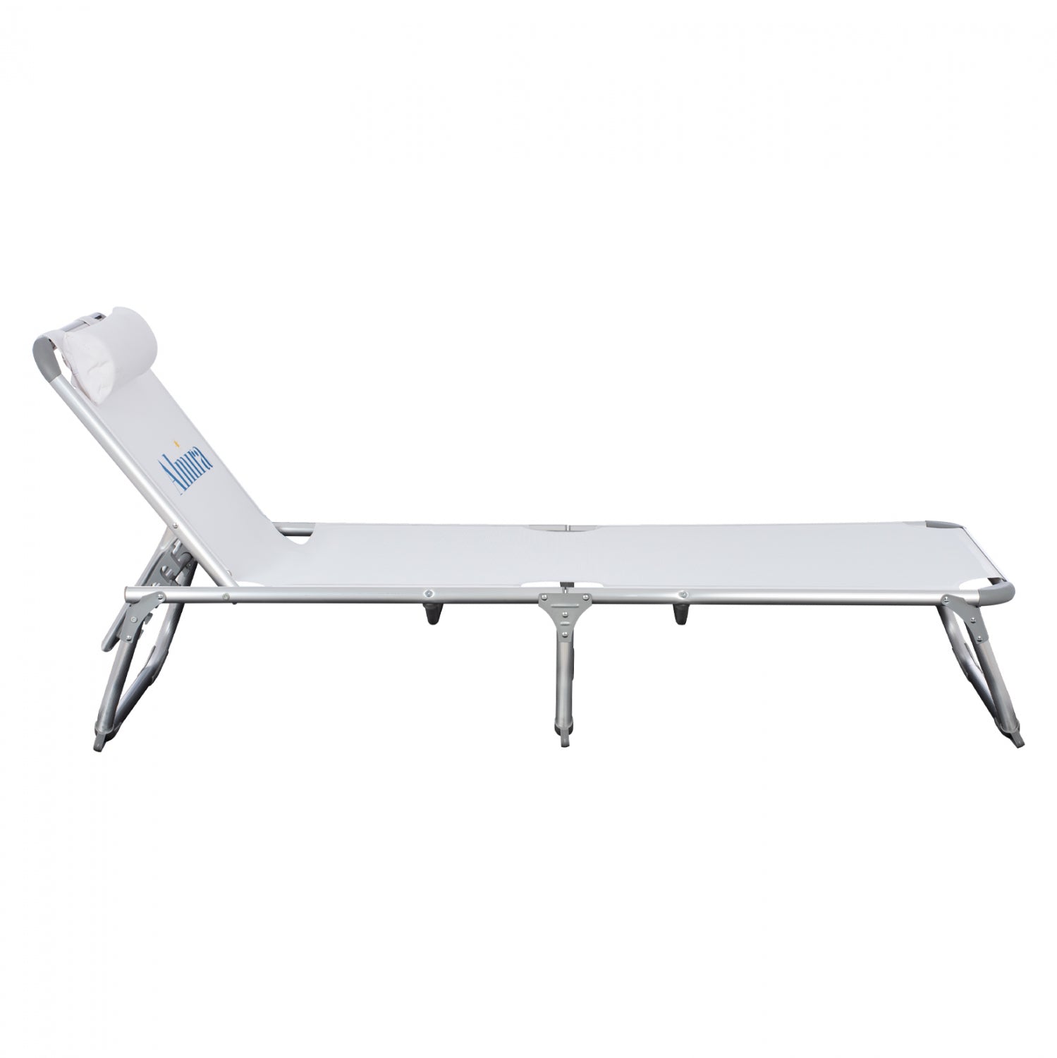 Шезлонг за плаж тежък тип бял алуминий 188x58x31-81 см