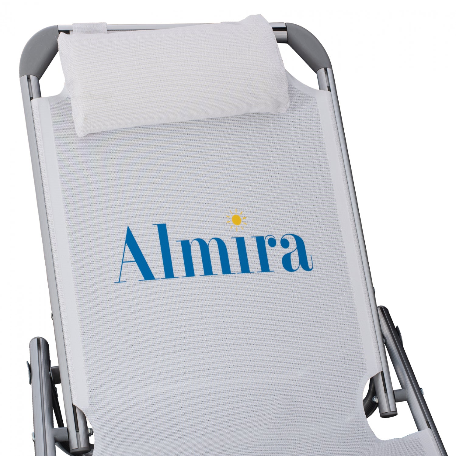 Шезлонг за плаж тежък тип бял алуминий 188x58x31-81 см