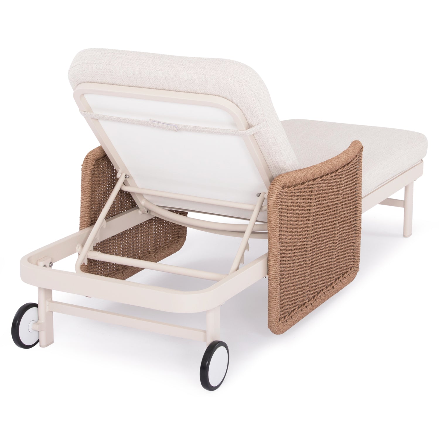 Шезлонг серия Destiny алуминий екрю-беж Wicker с възглавници 205,5x86x