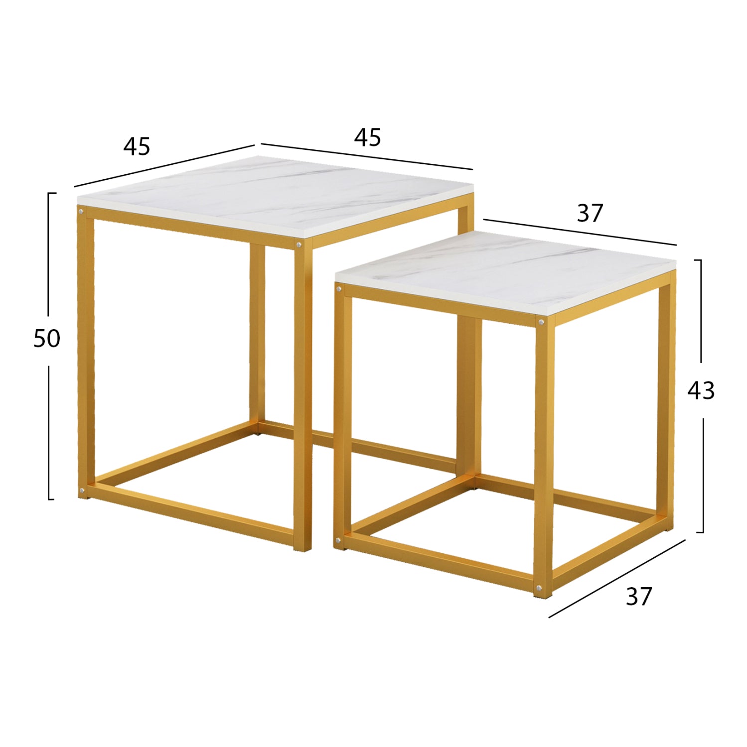 Странични маси Grelay комплект 2 бр MDF и метал 45x45x50Hсм.