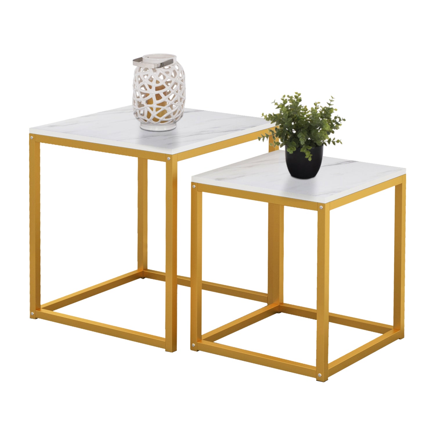 Странични маси Grelay комплект 2 бр MDF и метал 45x45x50Hсм.
